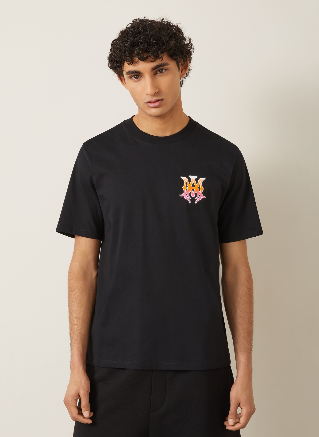 AMIRI T-Shirt: SCHWARZ / PINK / NEONORANGE