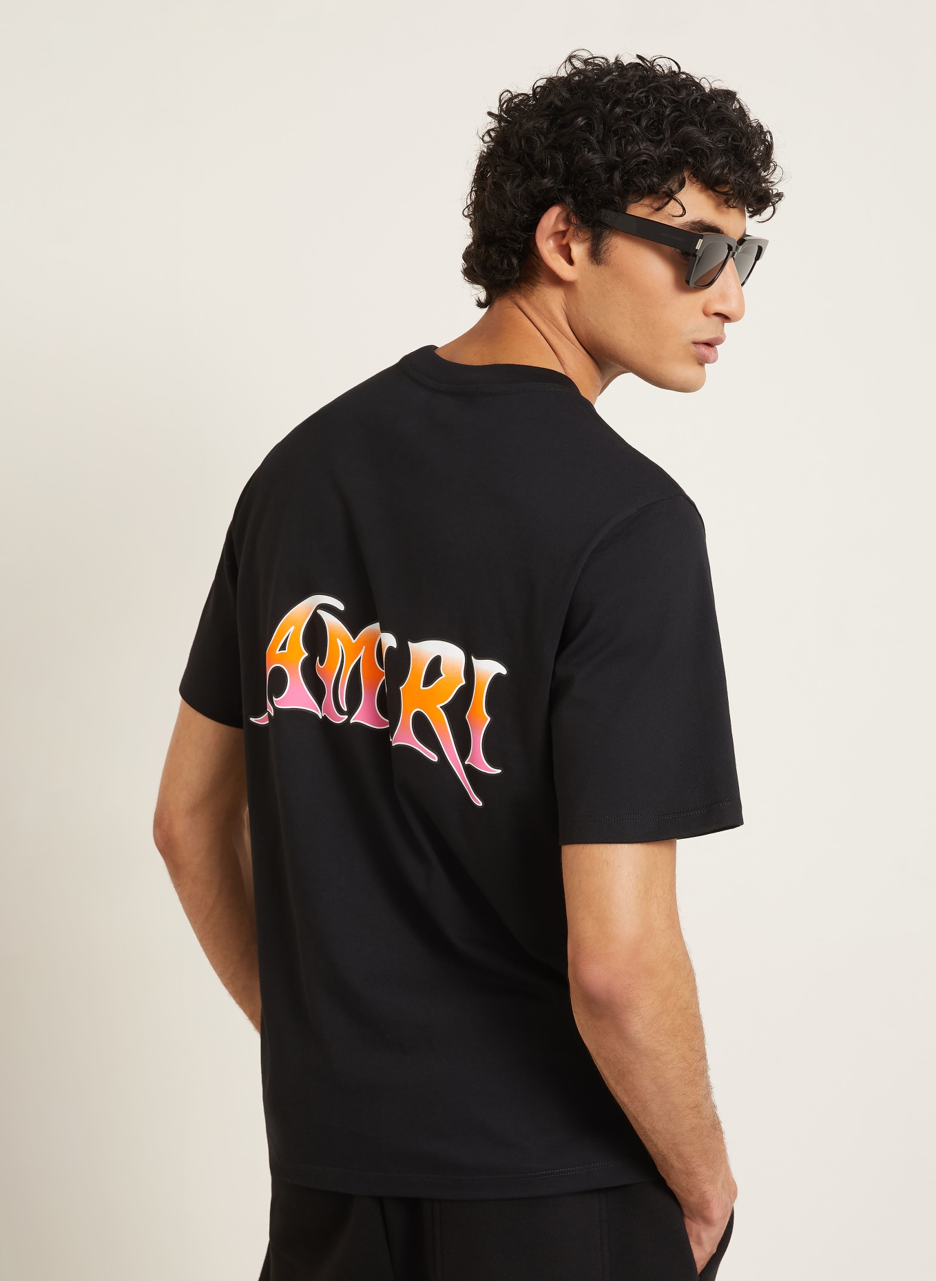 AMIRI T-Shirt: SCHWARZ / PINK / NEONORANGE