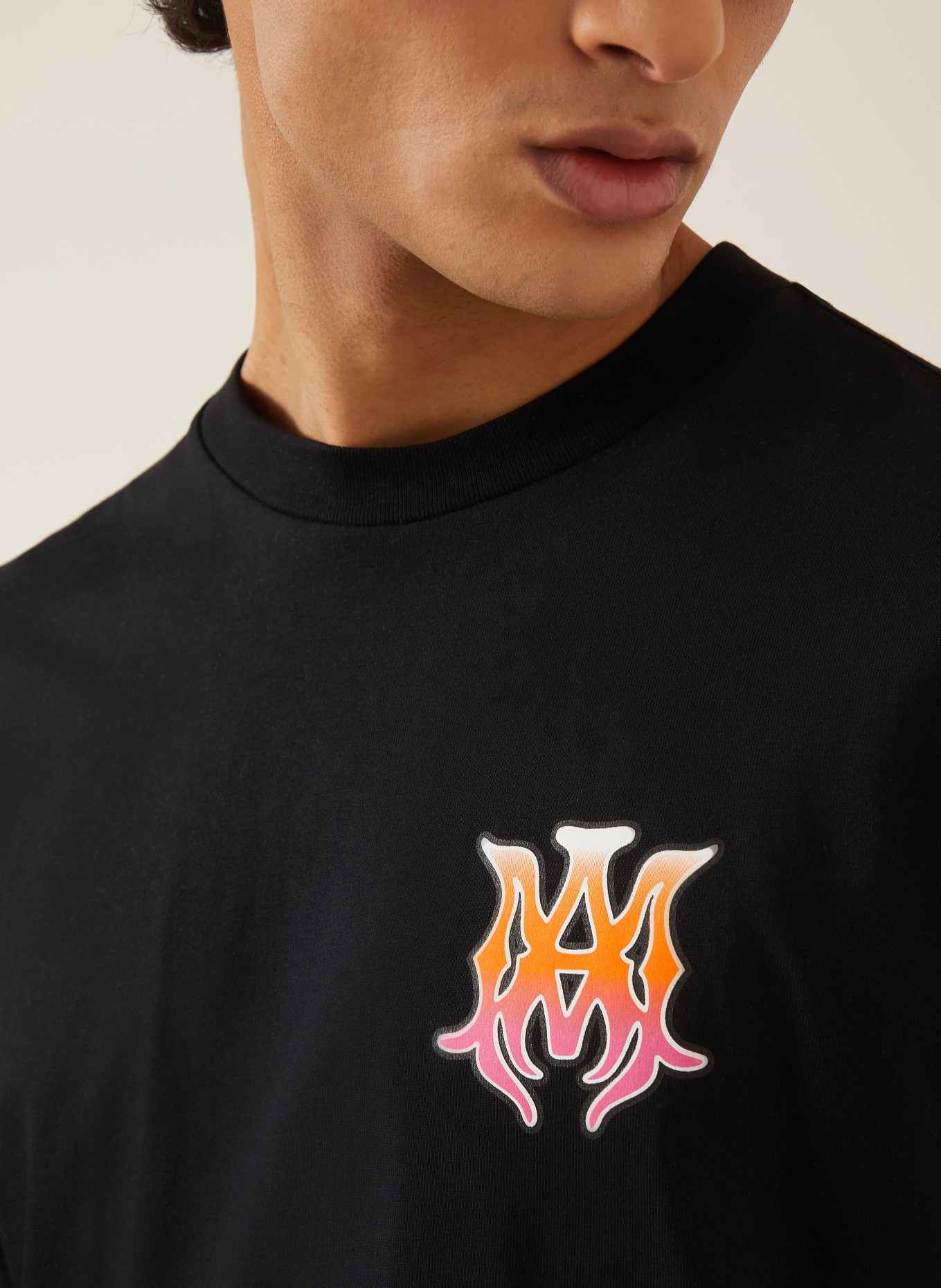 AMIRI T-Shirt: SCHWARZ / PINK / NEONORANGE
