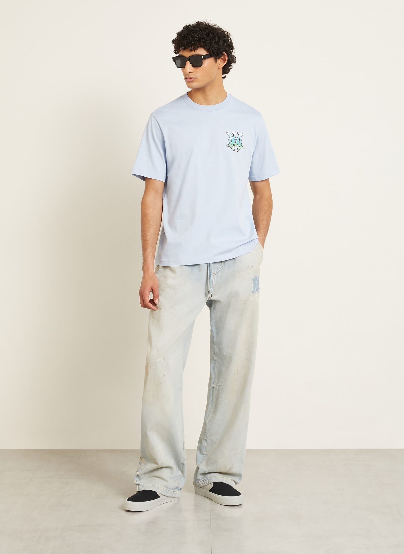 AMIRI T-Shirt: HELLBLAU / GRÜN / TÜRKIS