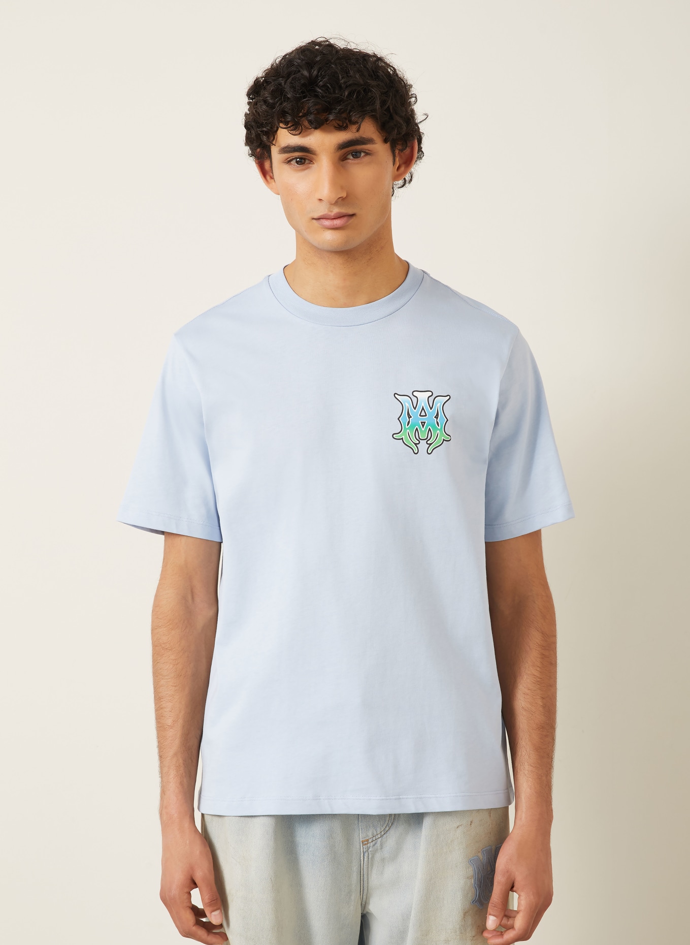 AMIRI T-Shirt: HELLBLAU / GRÜN / TÜRKIS