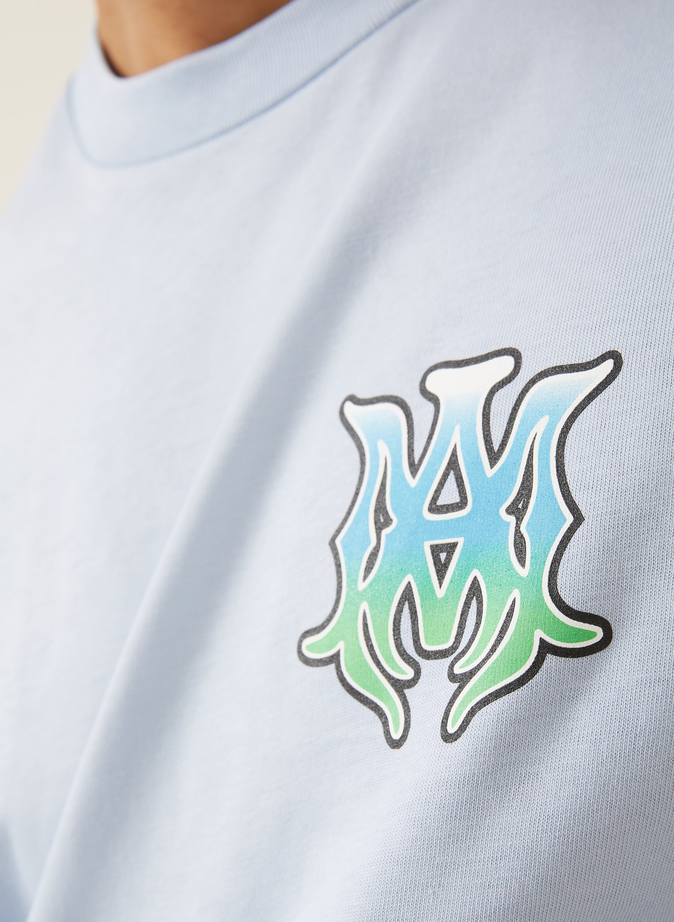 AMIRI T-Shirt: HELLBLAU / GRÜN / TÜRKIS