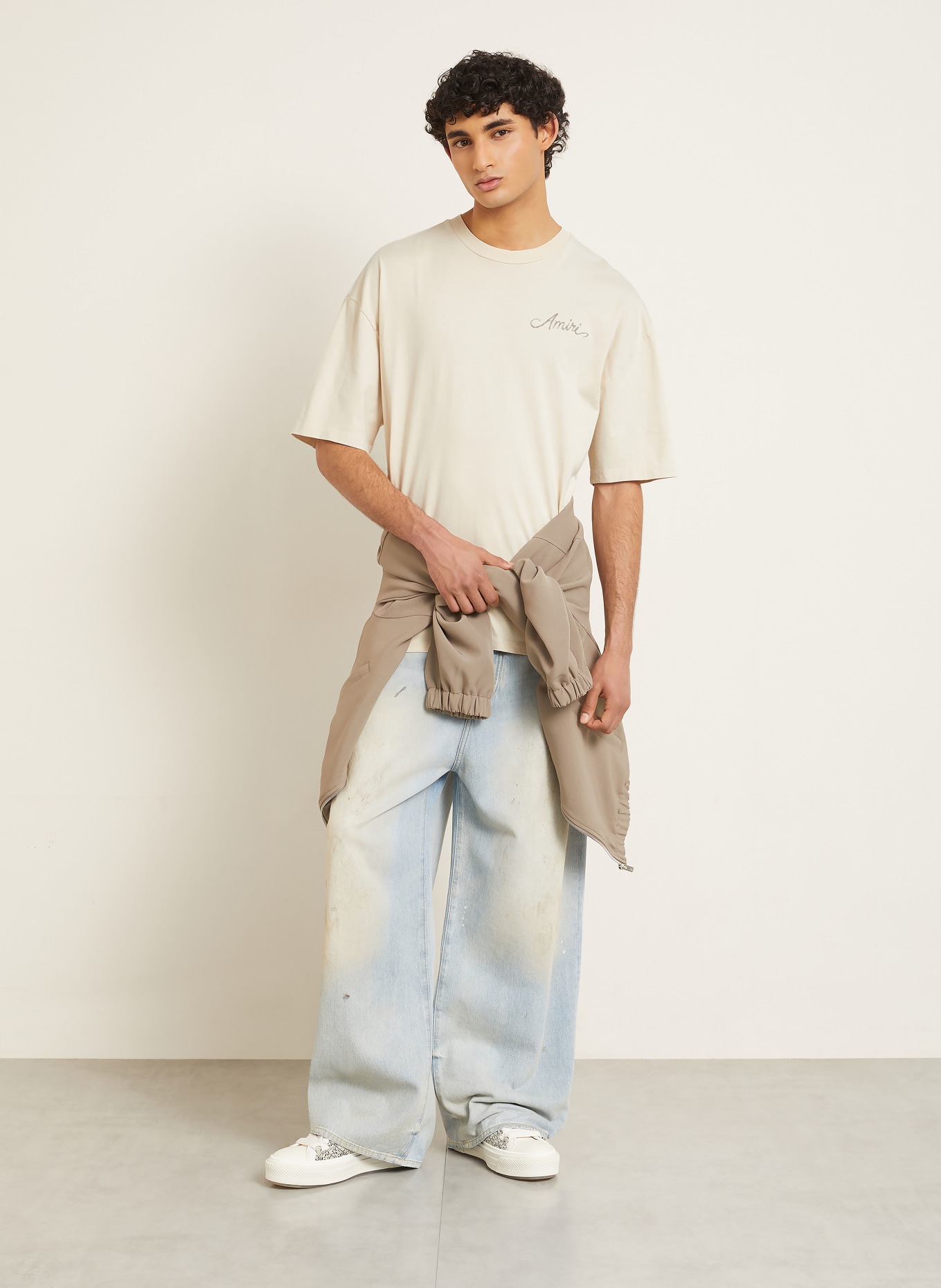 AMIRI T-Shirt: BEIGE / DUNKELGRAU
