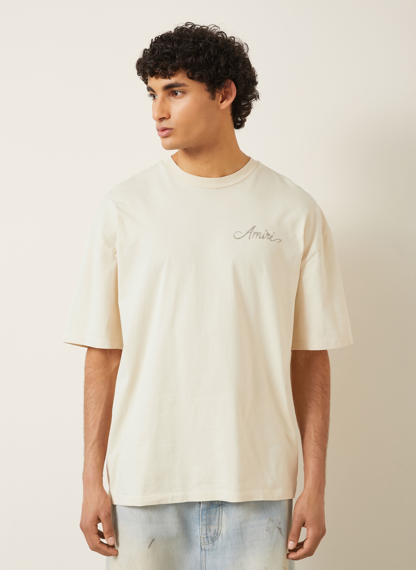AMIRI T-Shirt: BEIGE / DUNKELGRAU