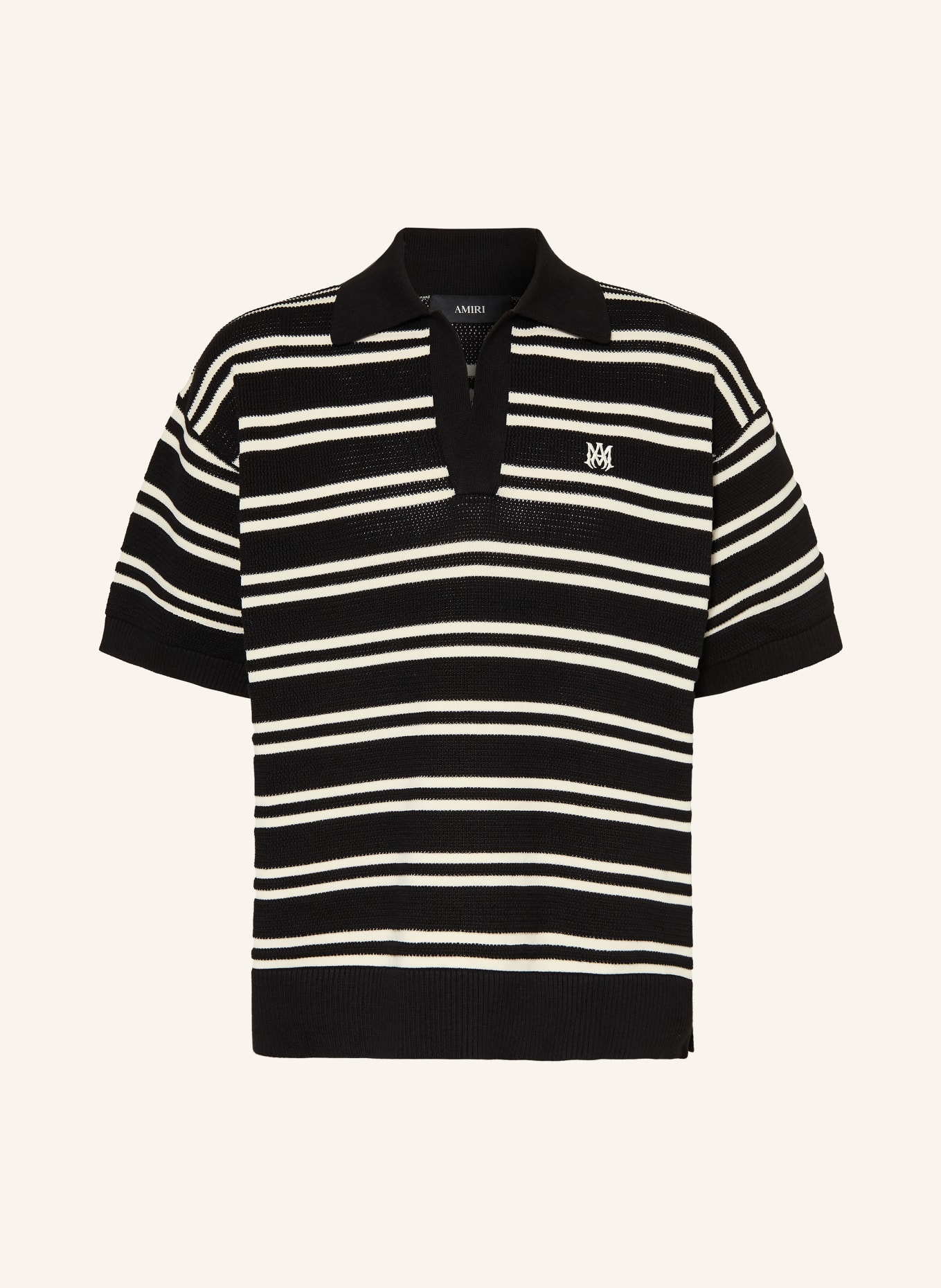 AMIRI Strick-Poloshirt: SCHWARZ / CREME