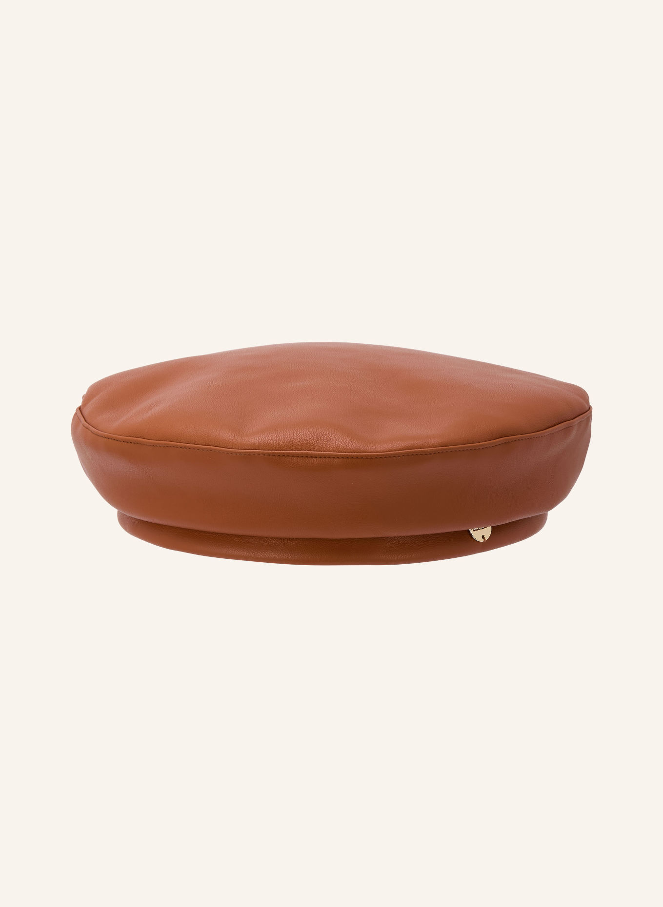 MARC CAIN Leather-look beret: 634 light hazelnut
