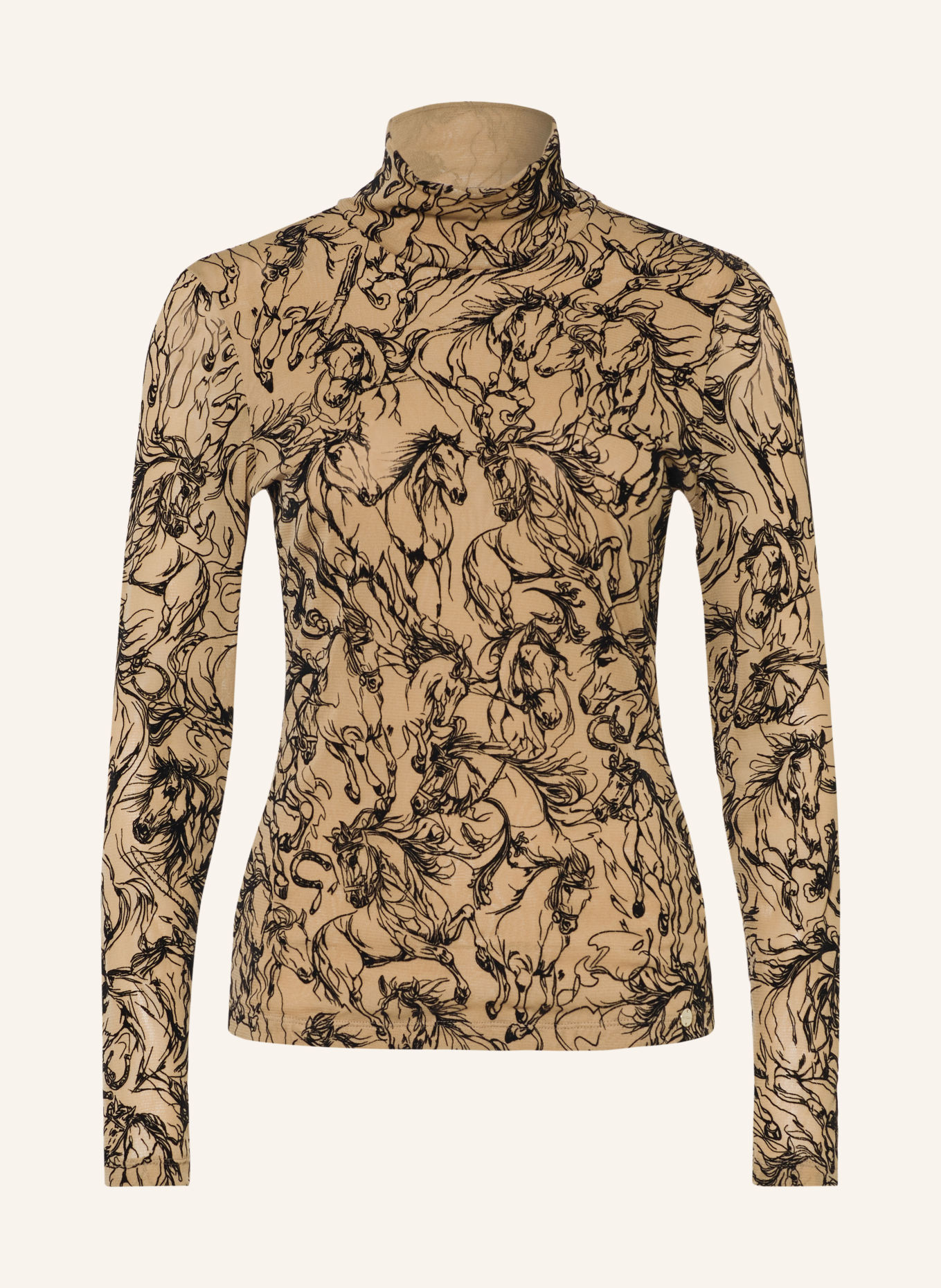 MARC CAIN Longsleeve met lange mouwen van mesh: 620 tannin