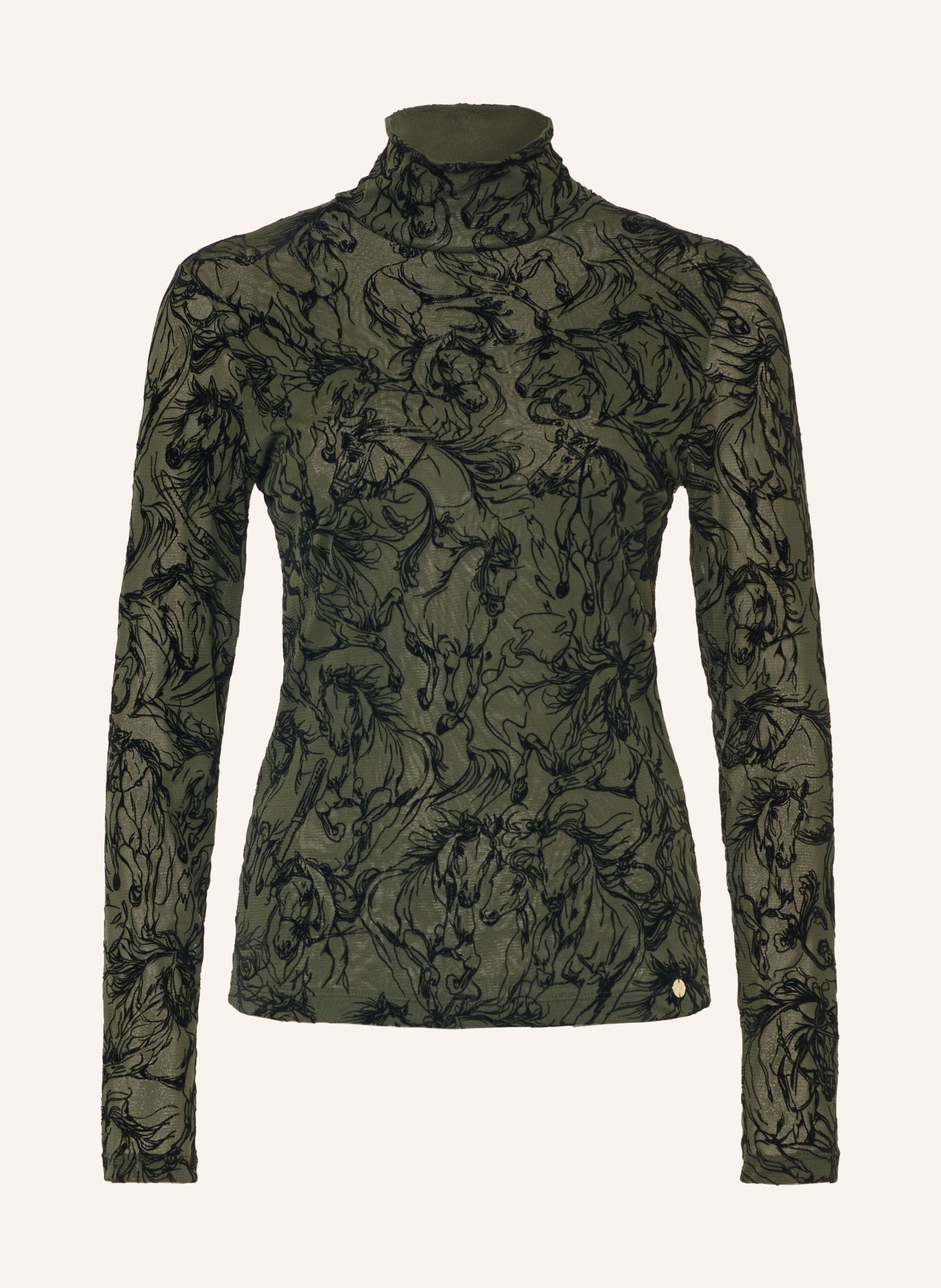MARC CAIN Longsleeve met lange mouwen van mesh: 599 forest night new