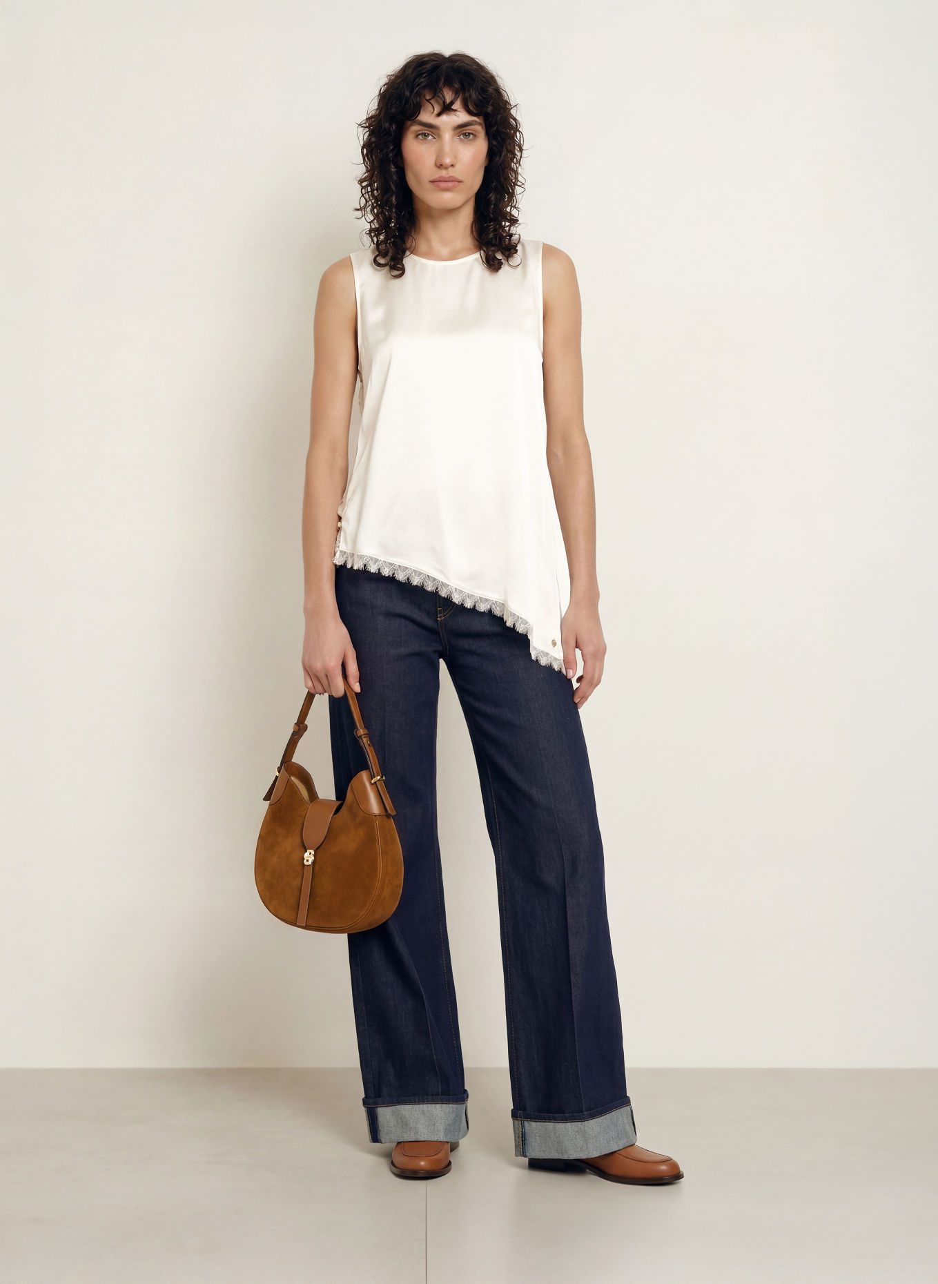 MARC CAIN Haut en satin avec dentelle: 110 off