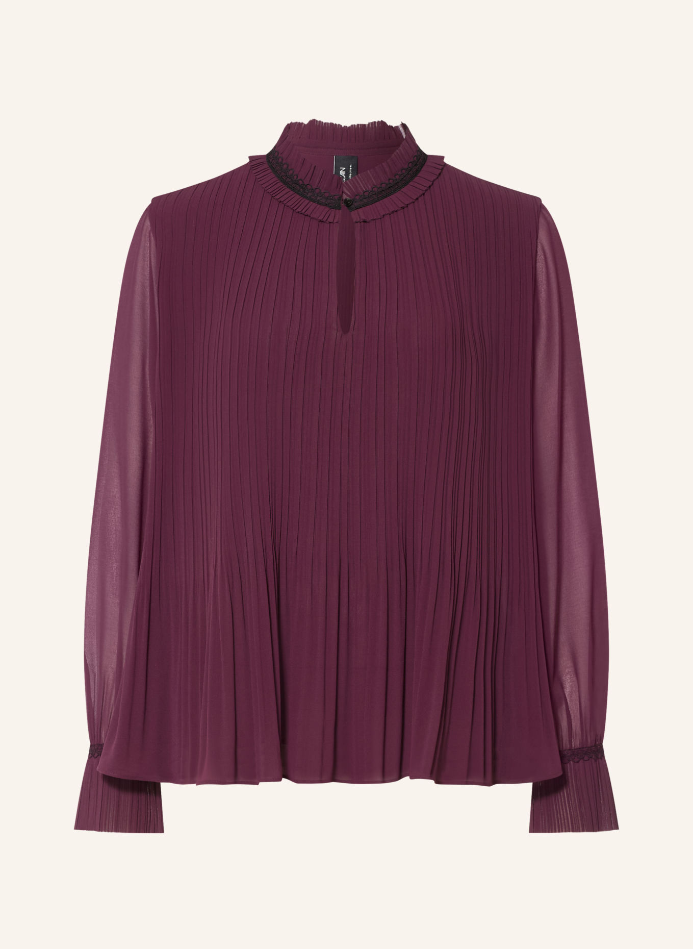 MARC CAIN Blusenshirt mit Plissees und Spitze: 296 winetasting