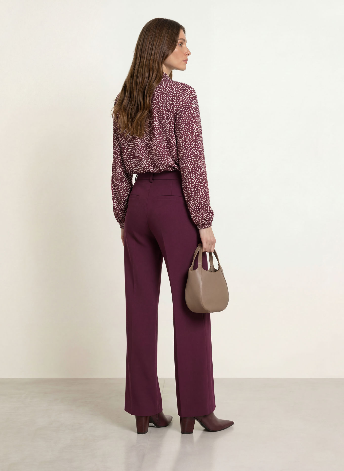 MARC CAIN WARRI wide-leg trousers: 296 winetasting
