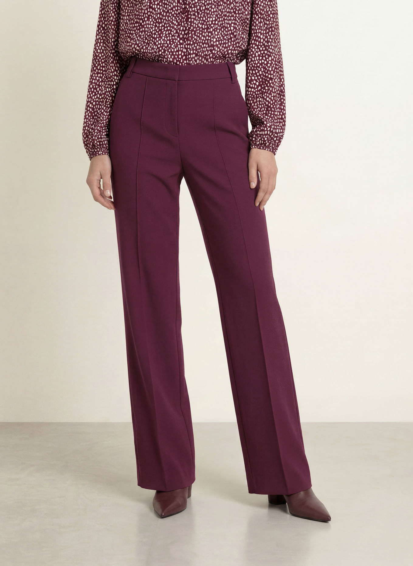 MARC CAIN WARRI wide-leg trousers: 296 winetasting