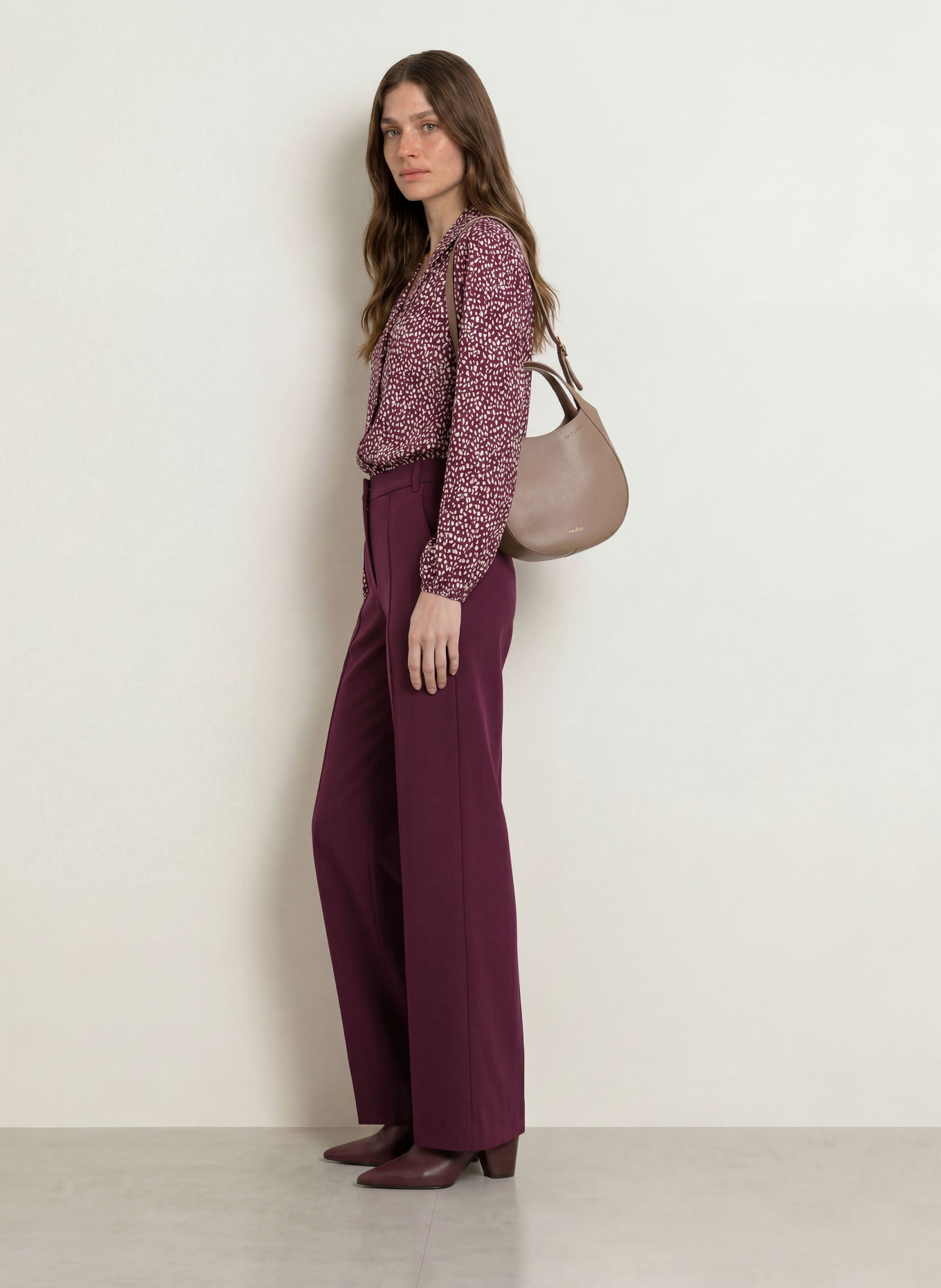 MARC CAIN WARRI wide-leg trousers: 296 winetasting