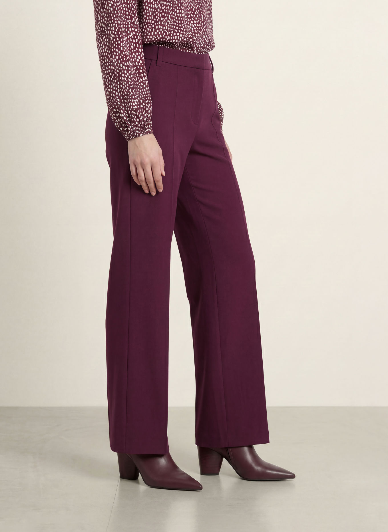 MARC CAIN WARRI wide-leg trousers: 296 winetasting