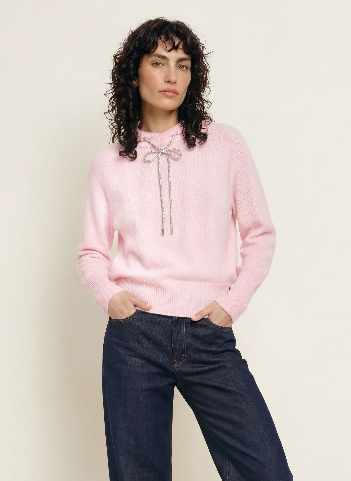 MARC CAIN Strick-Hoodie mit Alpaka: 208 chalk pink