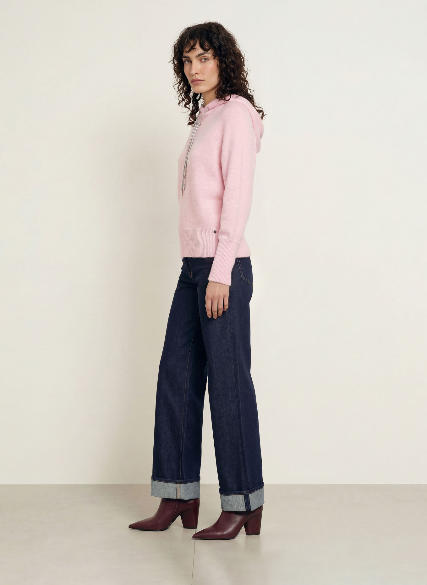 MARC CAIN Strick-Hoodie mit Alpaka: 208 chalk pink