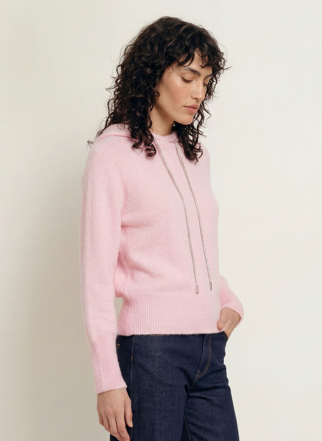 MARC CAIN Strick-Hoodie mit Alpaka: 208 chalk pink