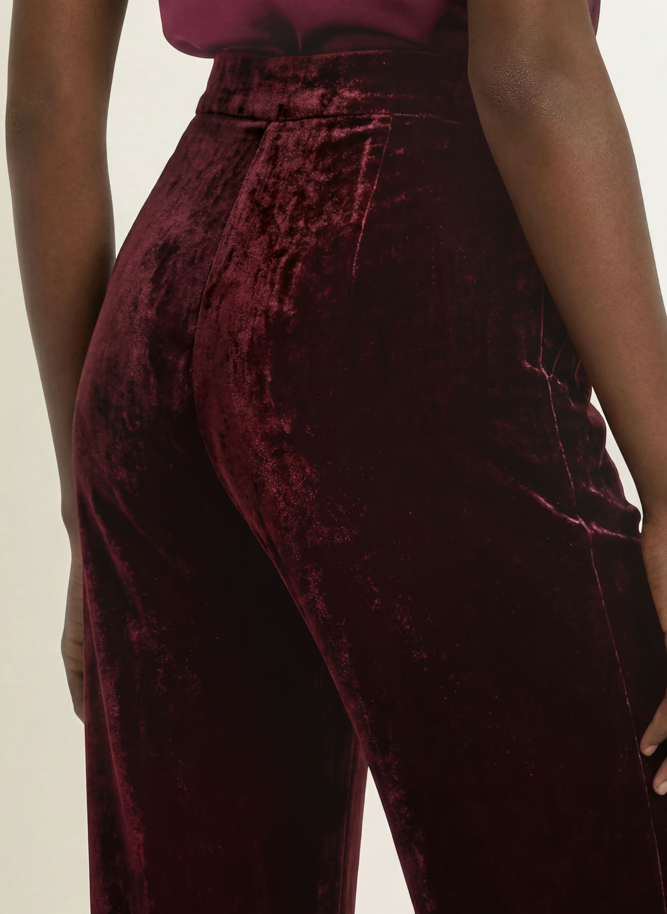 MARC CAIN Wide-leg trousers WARRI in Velvet: 296 winetasting