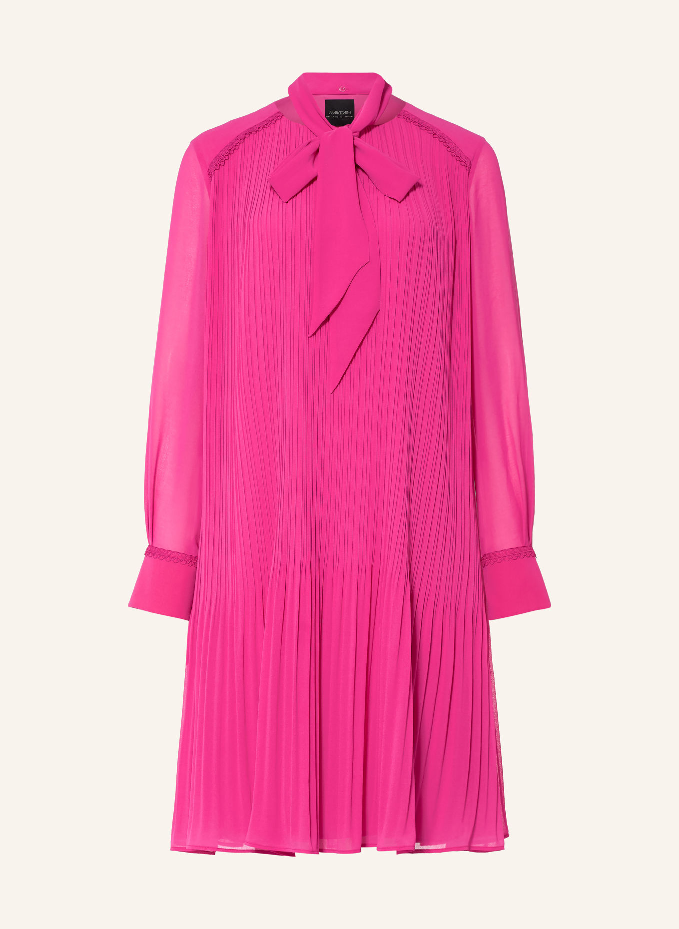 MARC CAIN Schluppenkleid mit Plissees und Spitze: 264 very berry