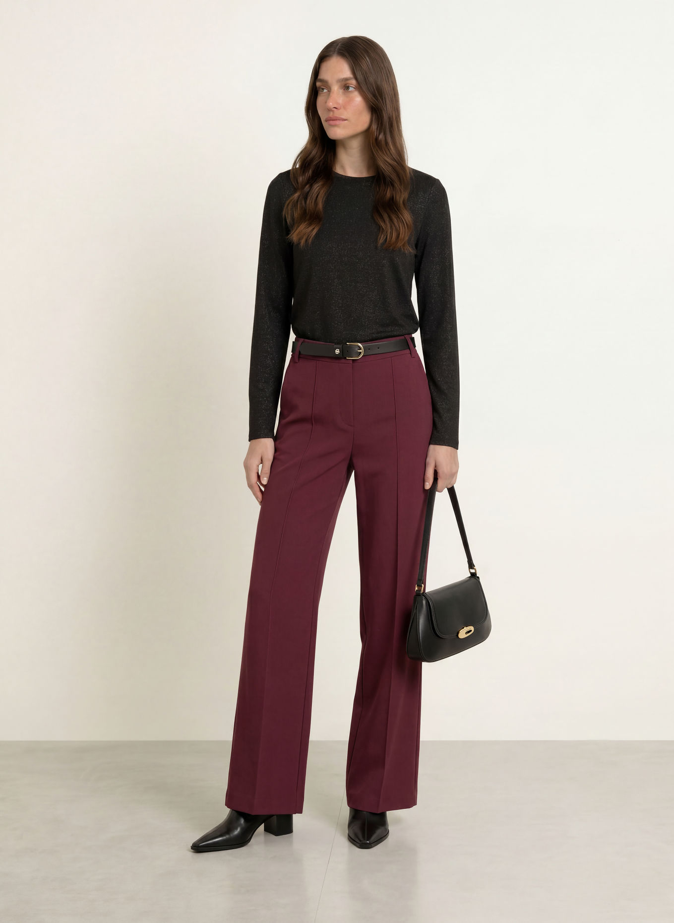 MARC CAIN Long-sleeve shirt with glitter yarn: 900 black new