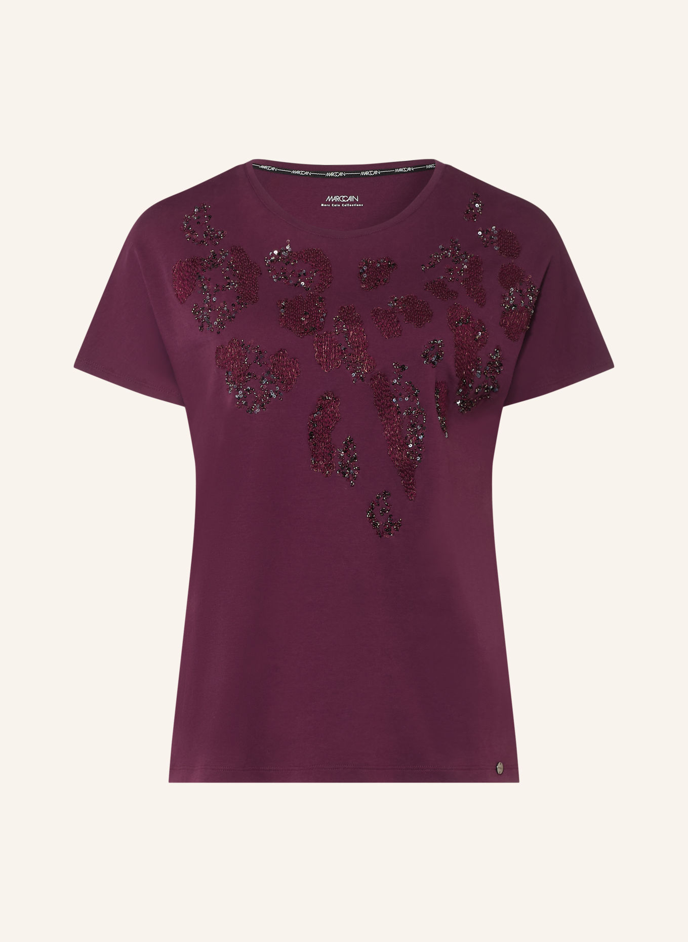 MARC CAIN T-shirt à paillettes et strass: 296 winetasting