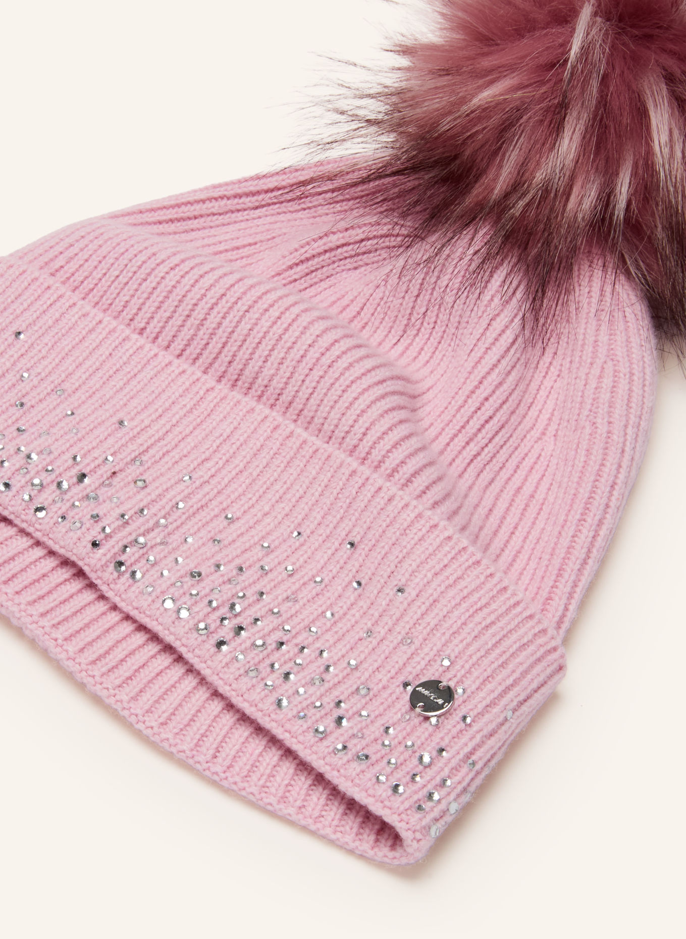 MARC CAIN Hat with faux fur and rhinestones: 208 chalk pink