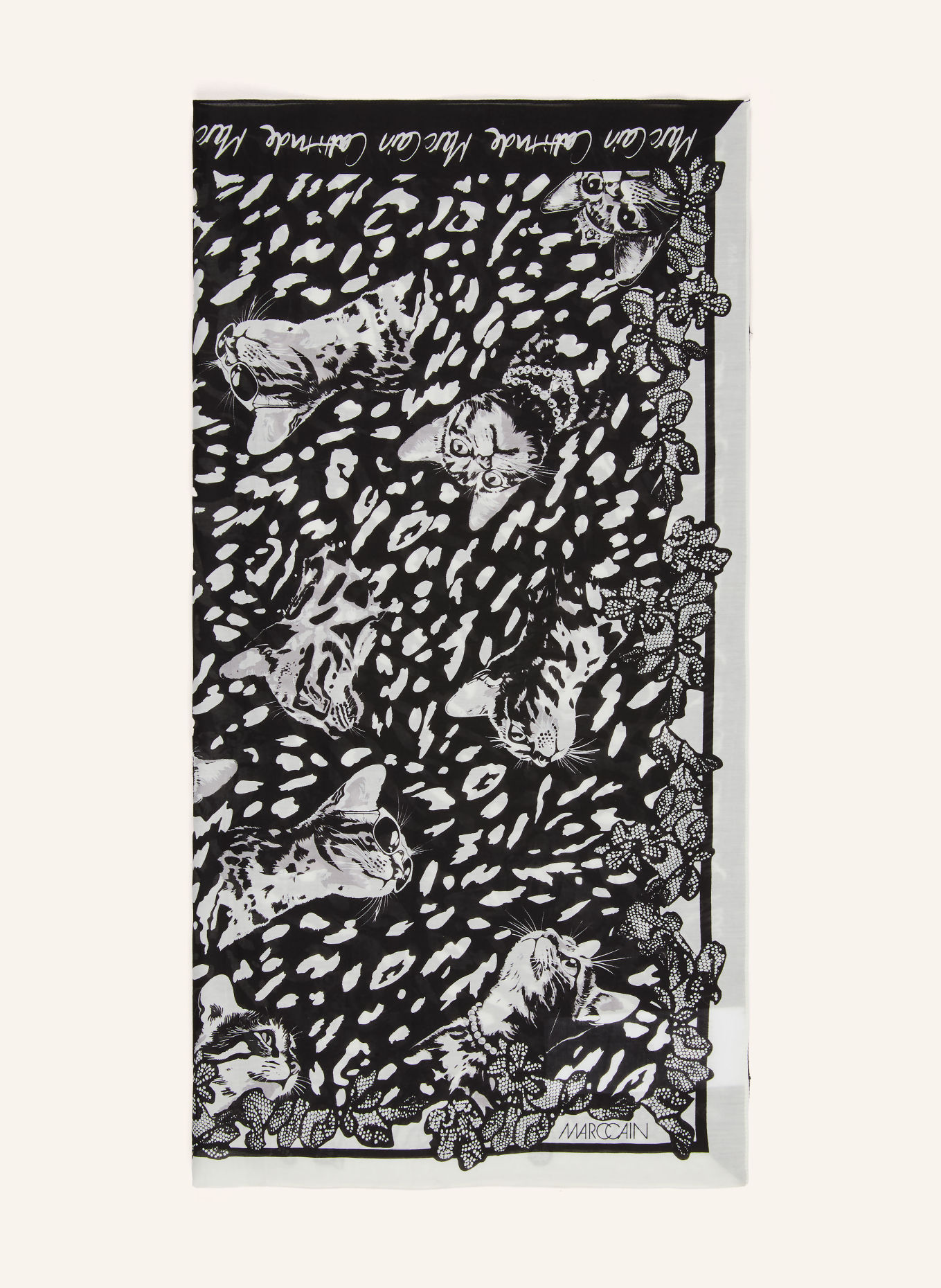 MARC CAIN Scarf: 910 black and white
