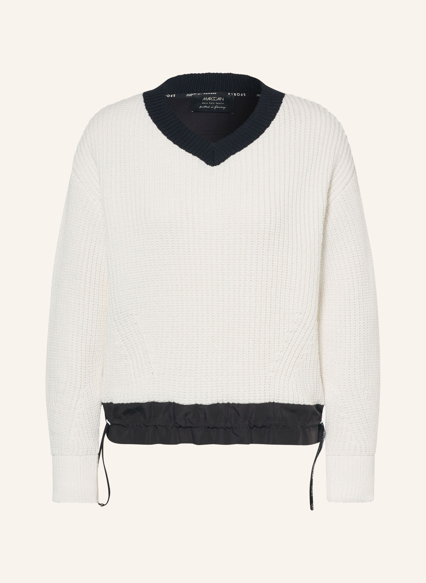 MARC CAIN Pullover im Materialmix: 190 white and black