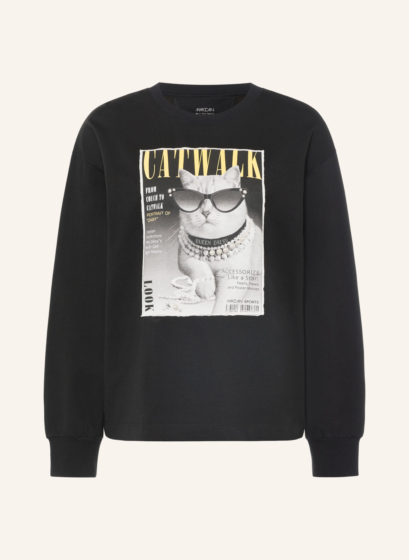 MARC CAIN Sweatshirt with decorative beads: 900 black new