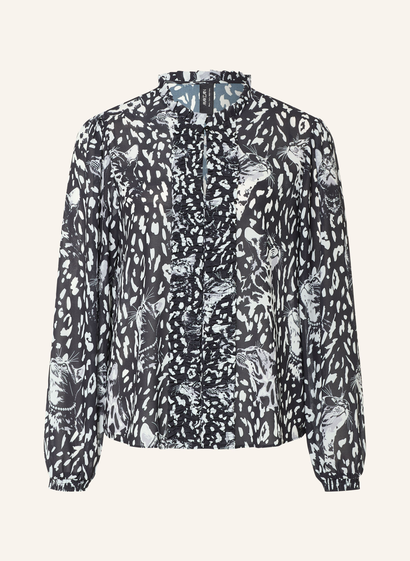 MARC CAIN Blusenshirt mit Rüschen: 900 black new