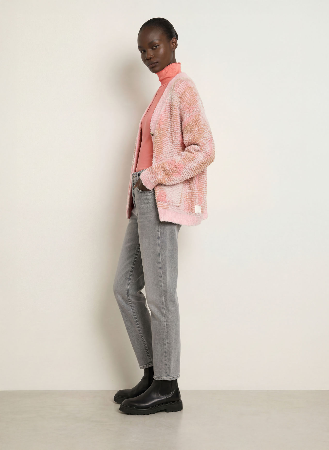 MARC CAIN Strickjacke mit Alpaka: 651 tawny birch
