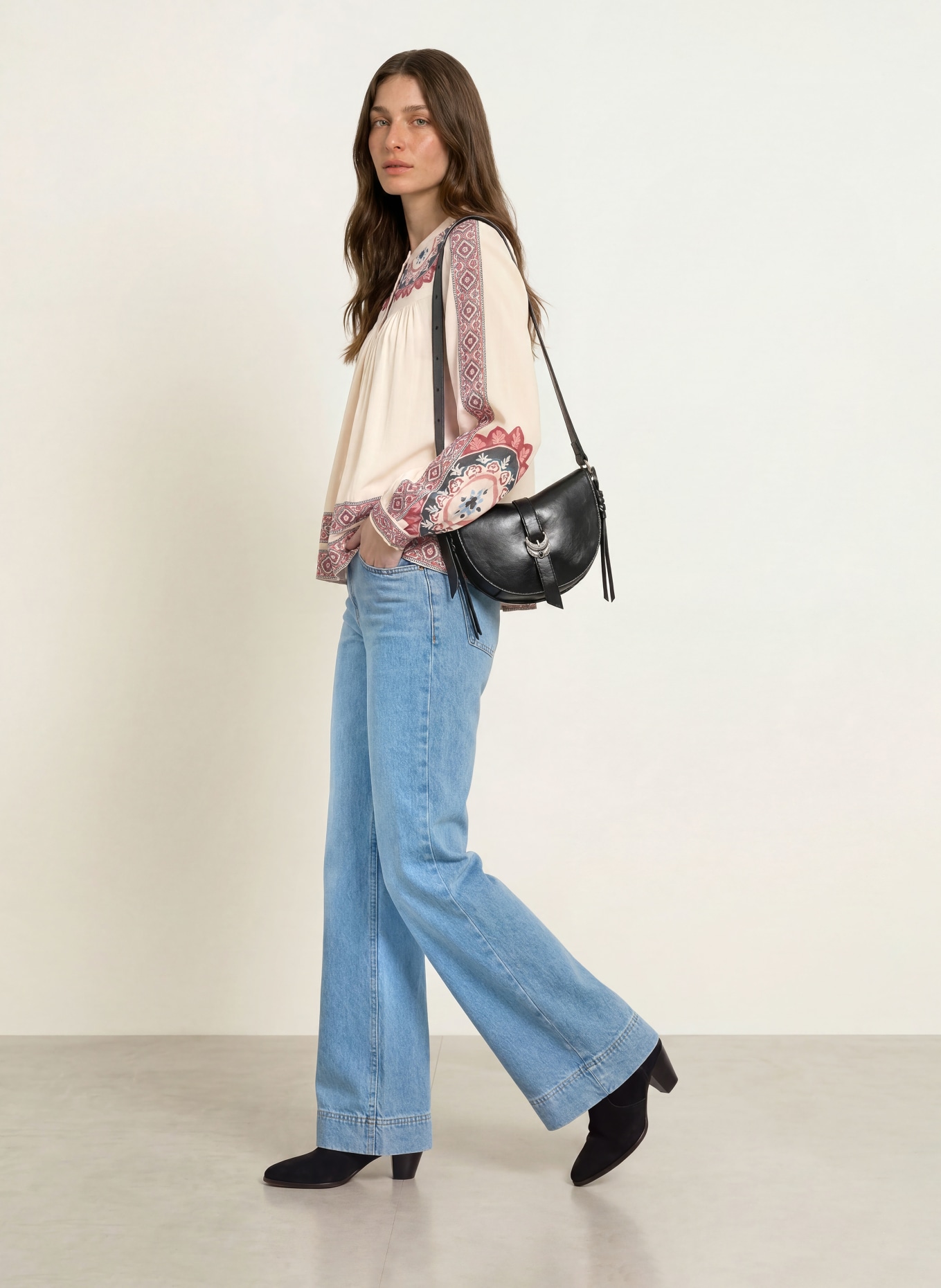 ba&sh Bluse VALDA: ECRU / DUNKELROT / BLAU