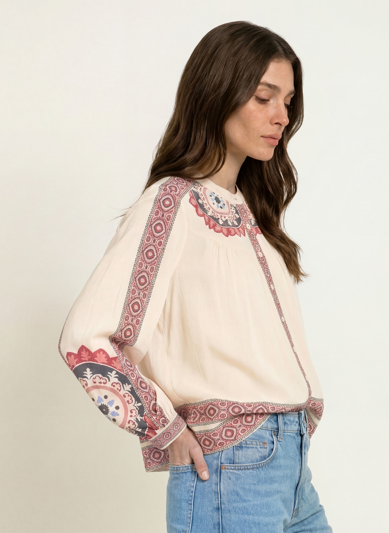 ba&sh Bluse VALDA: ECRU / DUNKELROT / BLAU