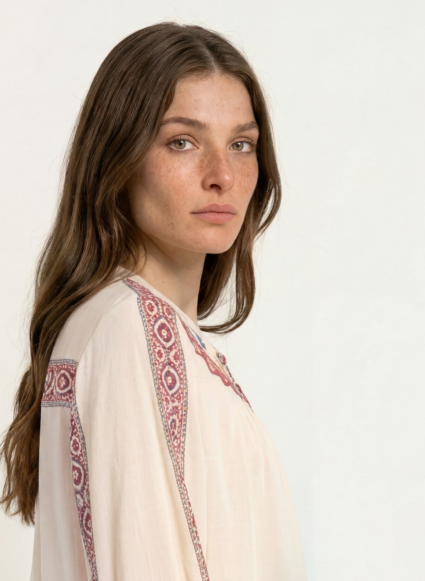 ba&sh Bluse VALDA: ECRU / DUNKELROT / BLAU
