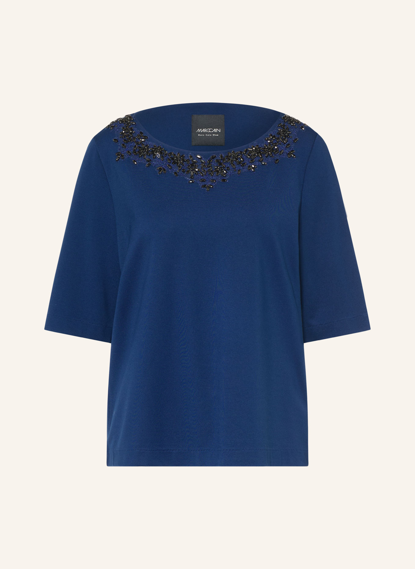 MARC CAIN Shirt mit 3/4-Arm und Schmucksteinen: 393 pageant blue