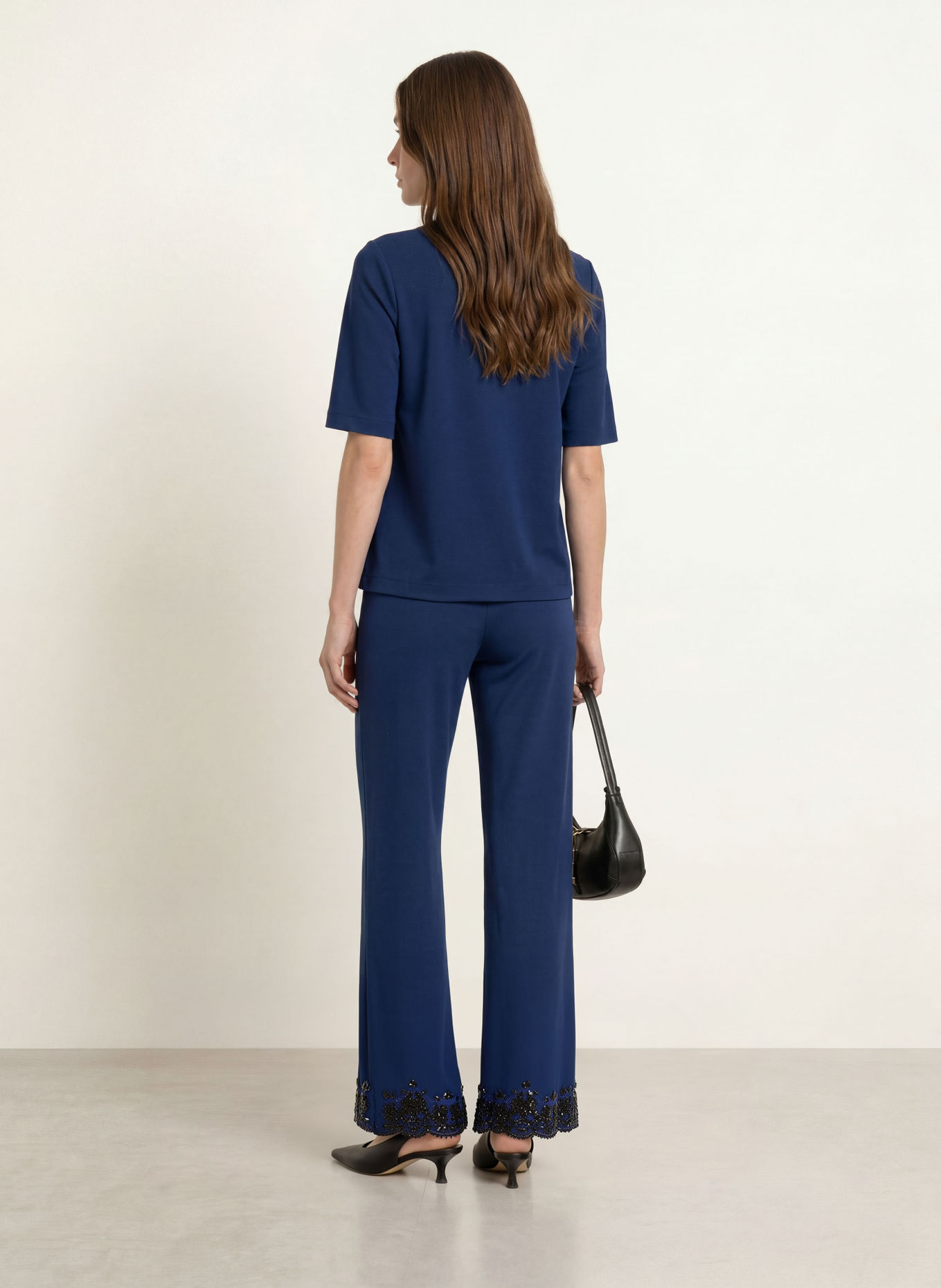 MARC CAIN Shirt mit 3/4-Arm und Schmucksteinen: 393 pageant blue