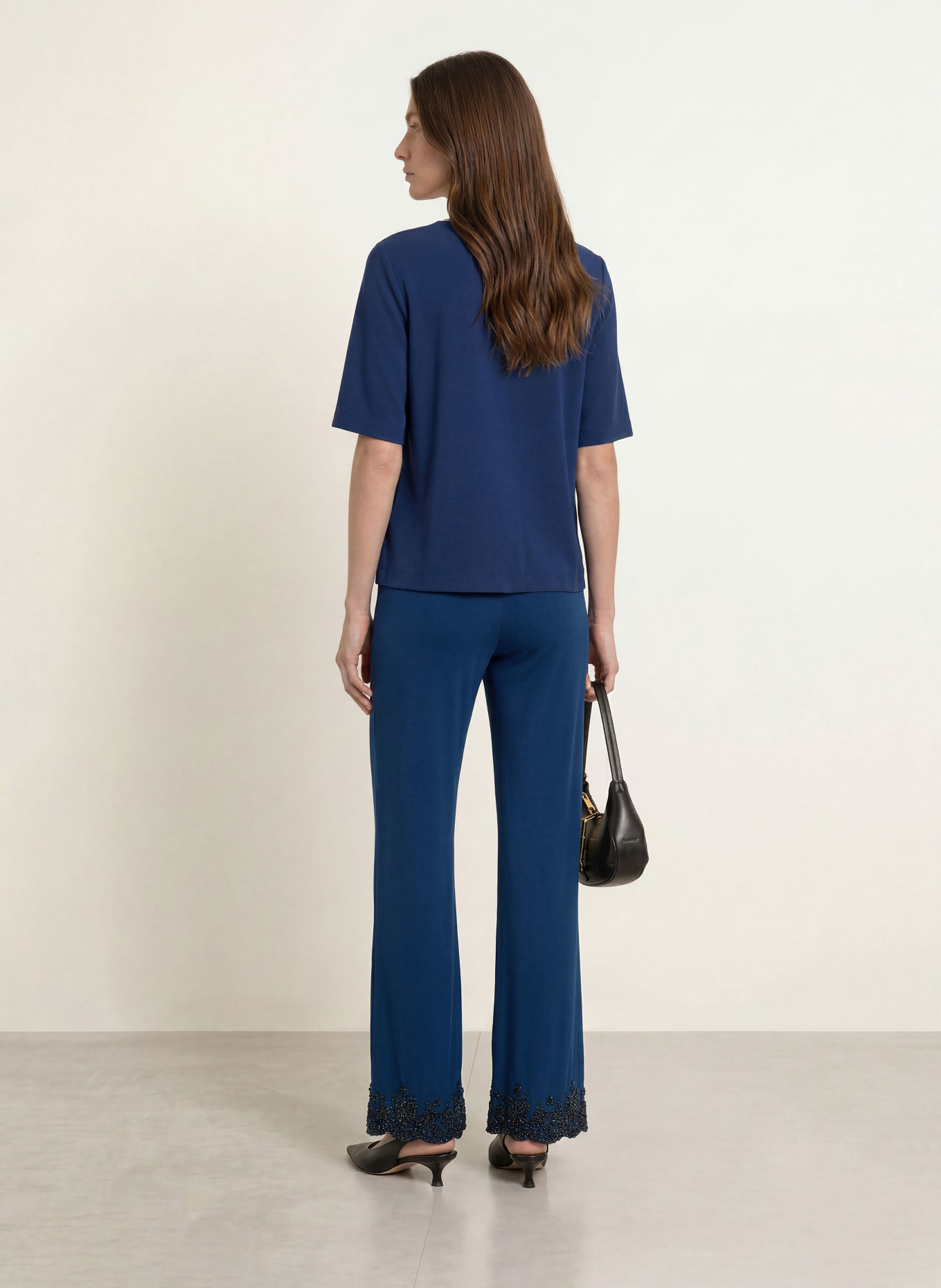 MARC CAIN Marlenehose WELKOM aus Jersey mit Schmucksteinen: 393 pageant blue