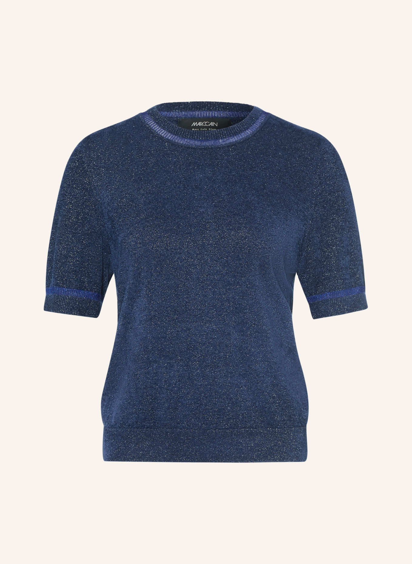 MARC CAIN Striktrøje med glimmergarn: 393 pageant blue
