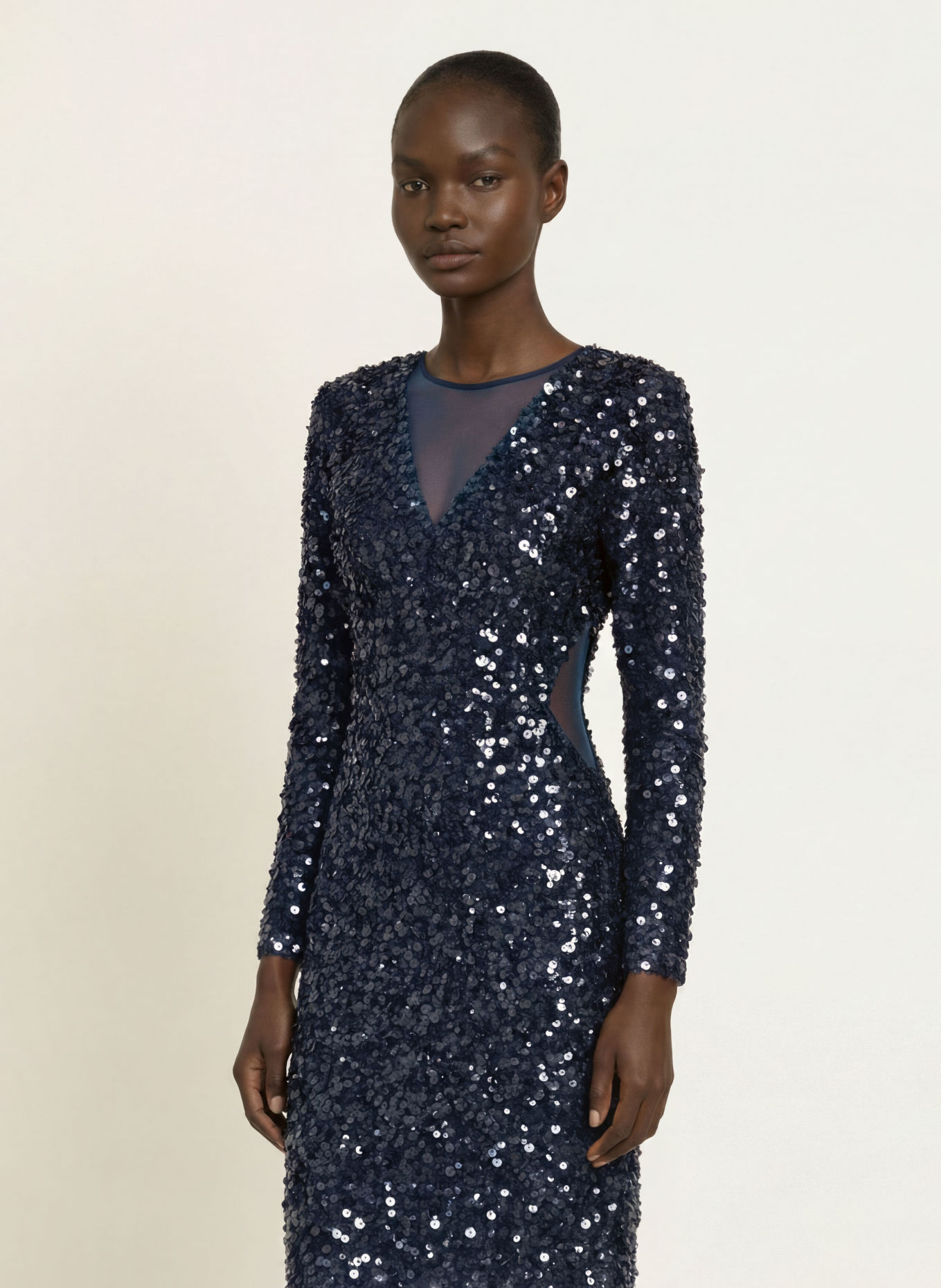 MARC CAIN Cocktailkleid mit Pailletten: 393 pageant blue