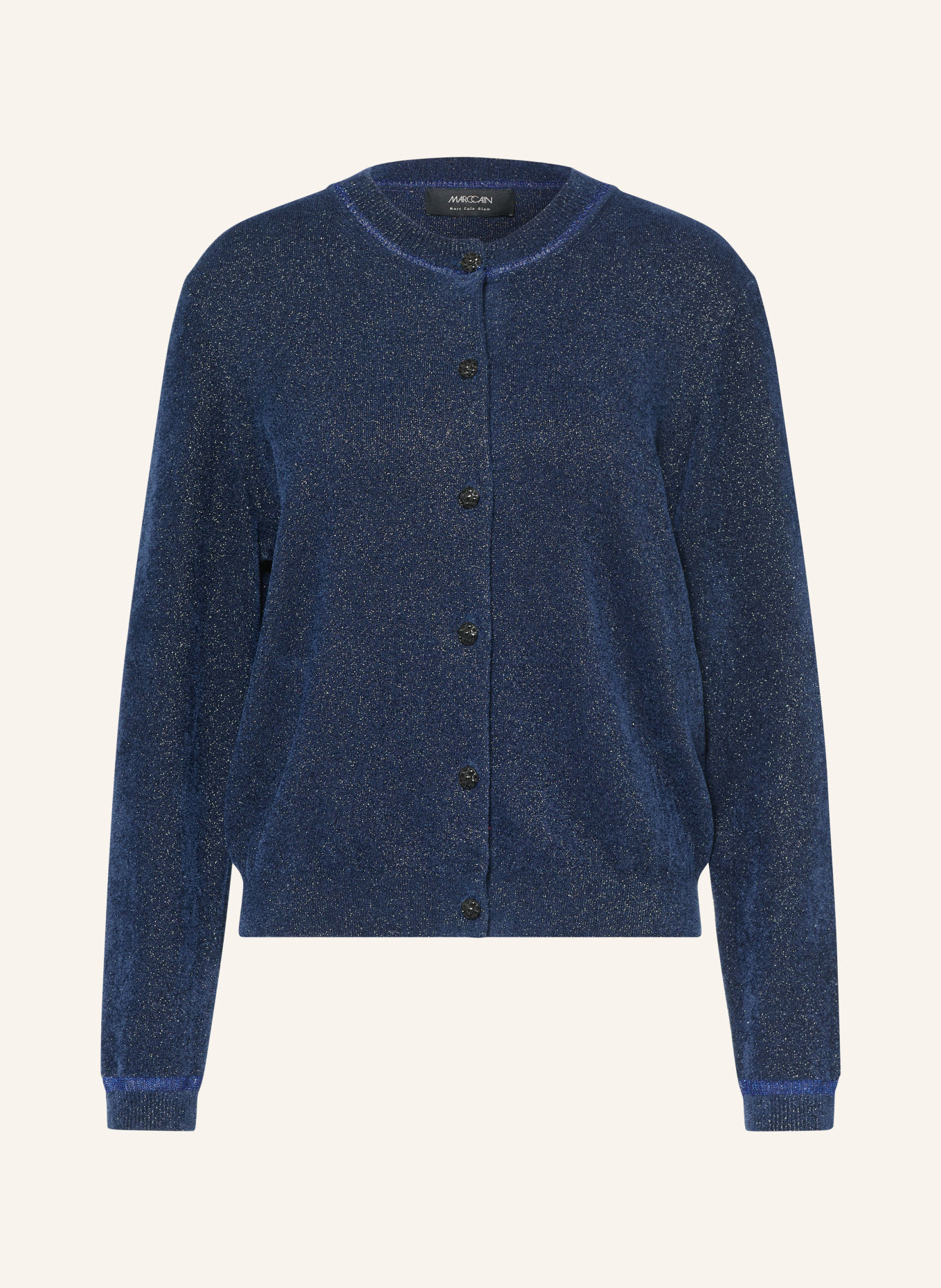 MARC CAIN Strickjacke mit Alpaka und Schmucksteinen: 393 pageant blue