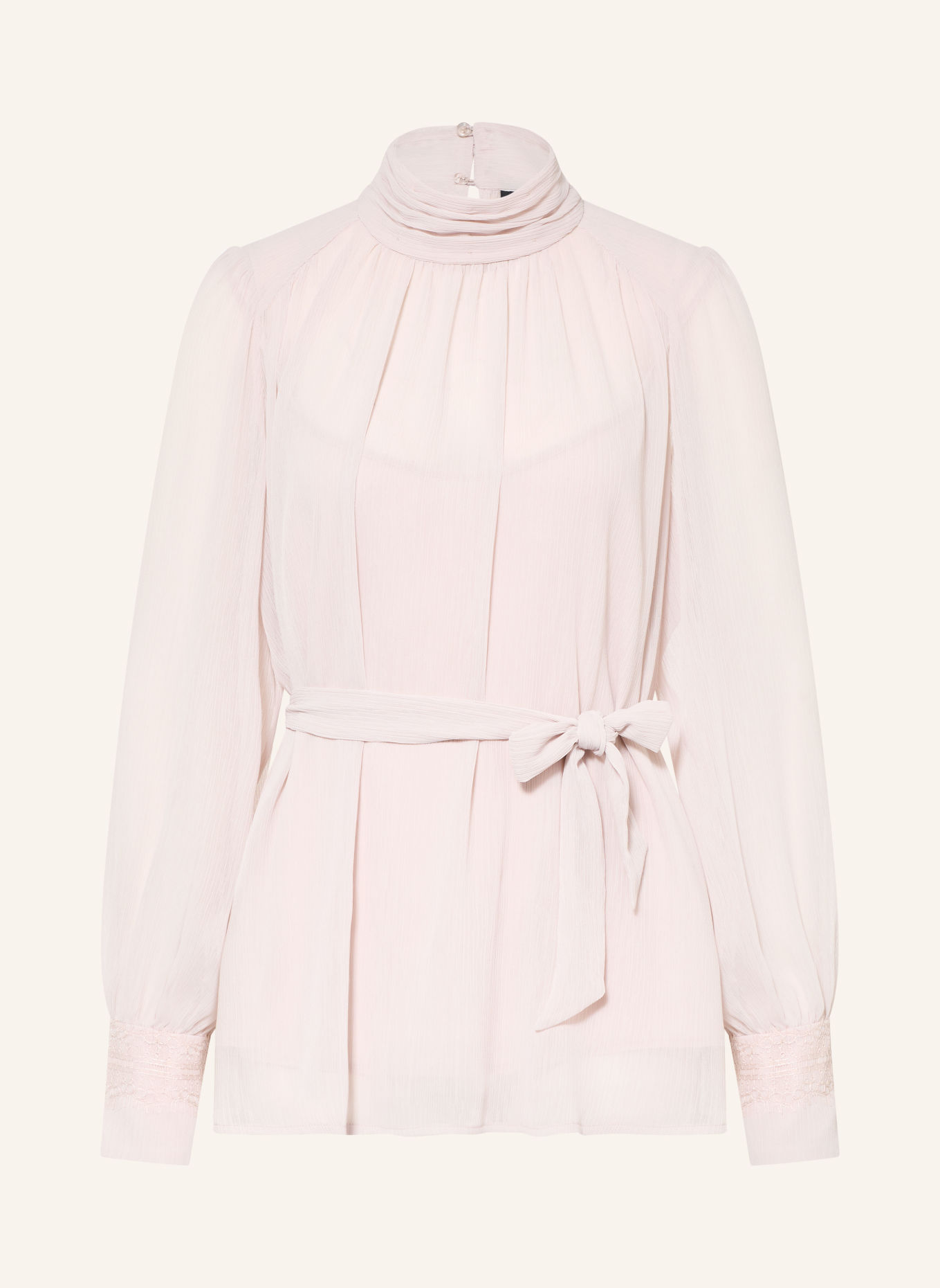MARC CAIN Blouseshirt met kant: 702 light desert taupe