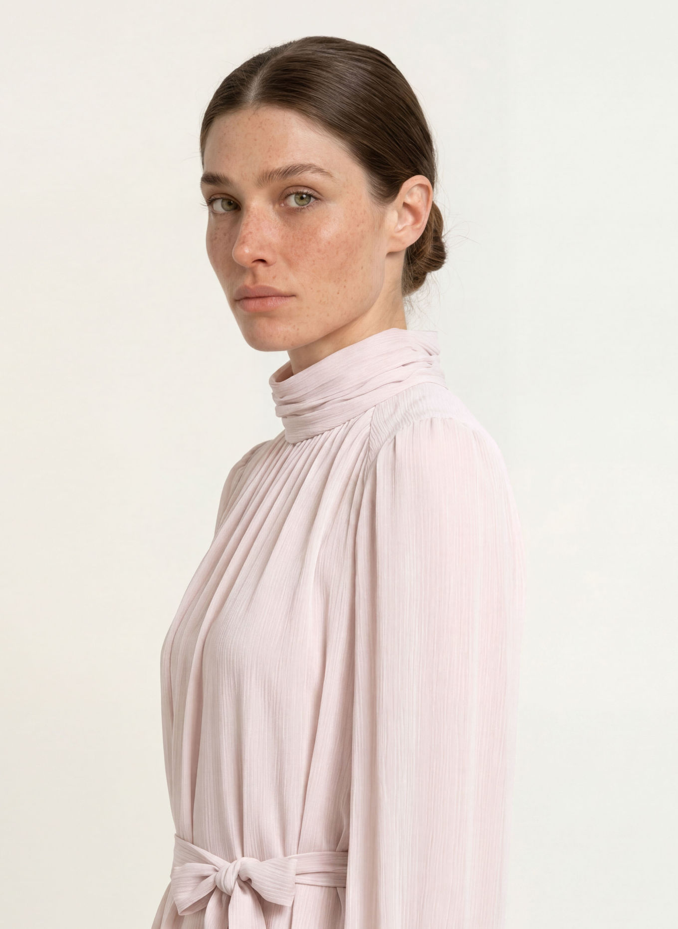 MARC CAIN Blouseshirt met kant: 702 light desert taupe
