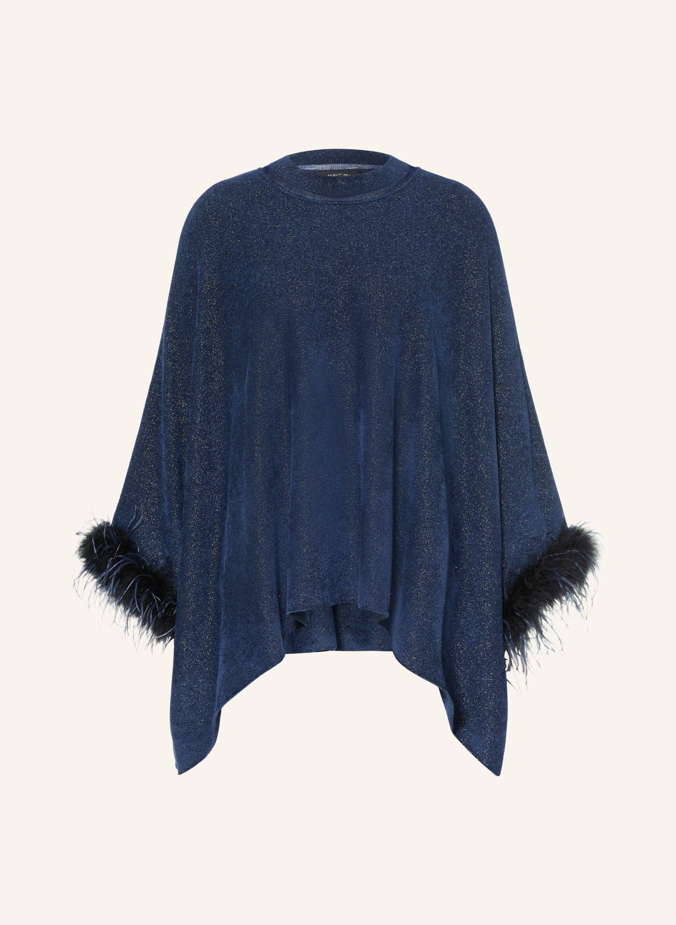 MARC CAIN Strick-Poncho mit Glitzergarn: 393 pageant blue