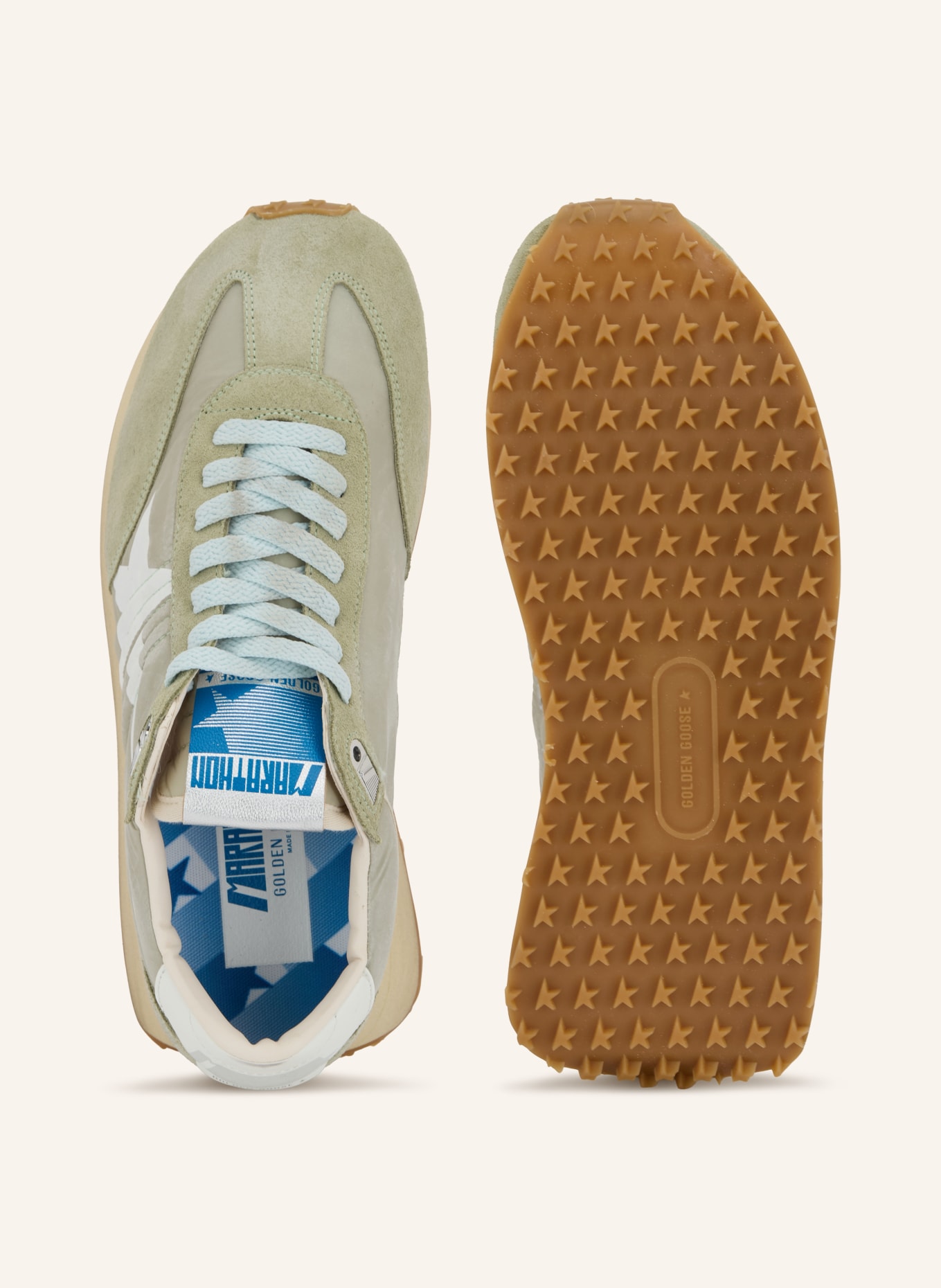 GOLDEN GOOSE Sneakers RUNNING MARATHON: LICHTGROEN / WIT