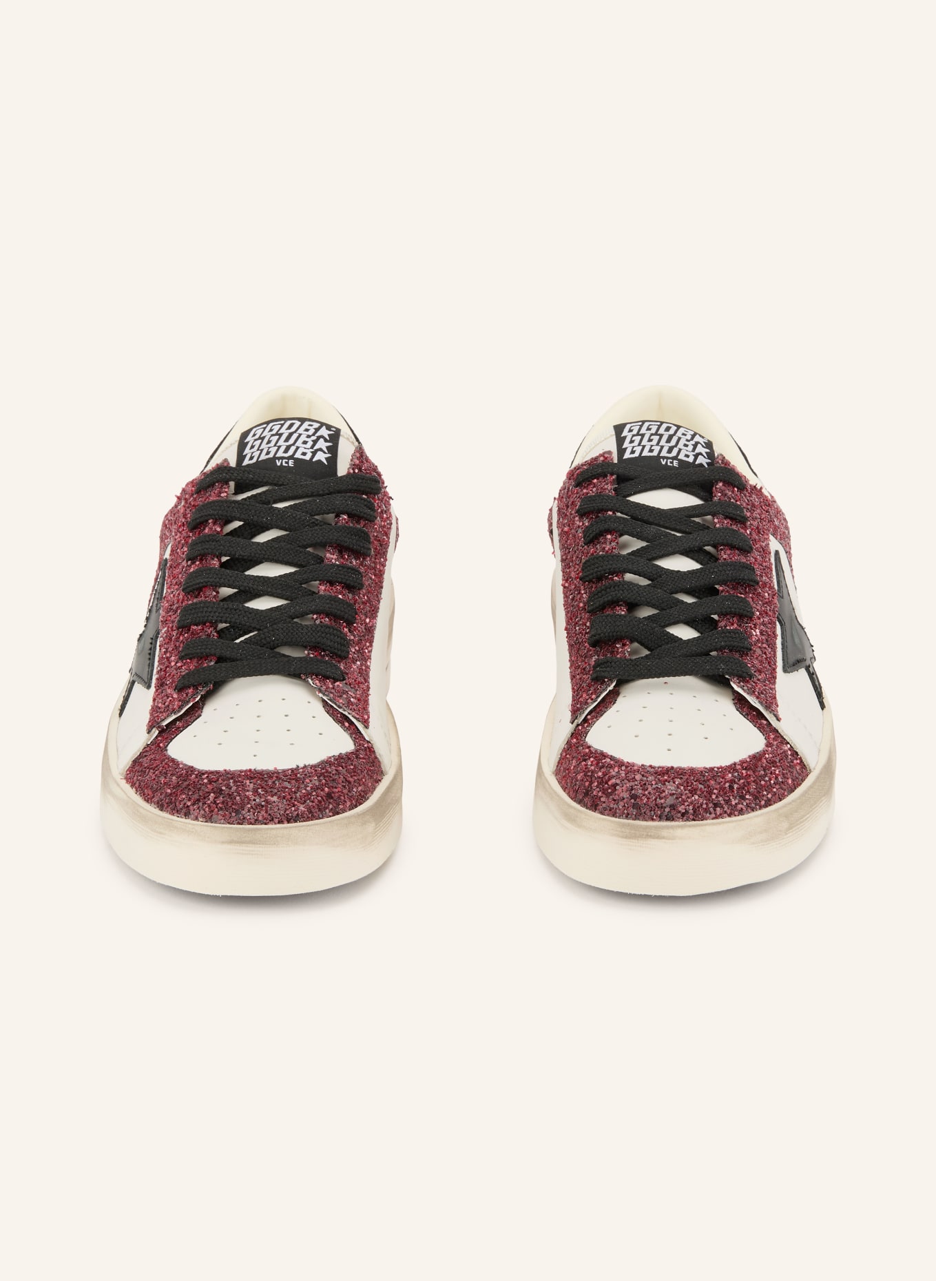 GOLDEN GOOSE Sneakers STARDAN: WIT / DONKERROOD / ZWART