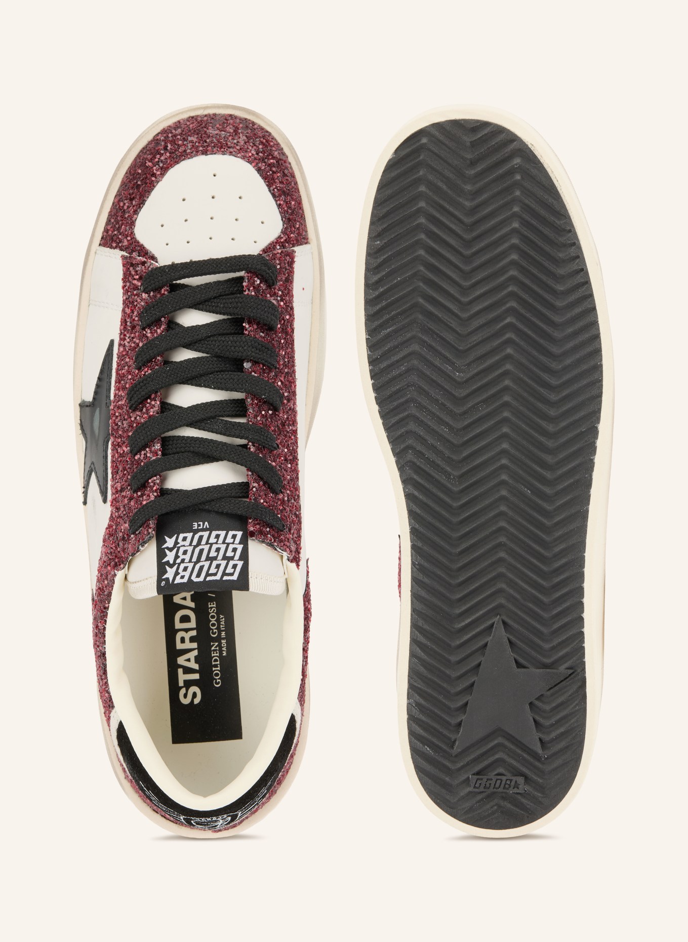 GOLDEN GOOSE Sneakers STARDAN: WIT / DONKERROOD / ZWART