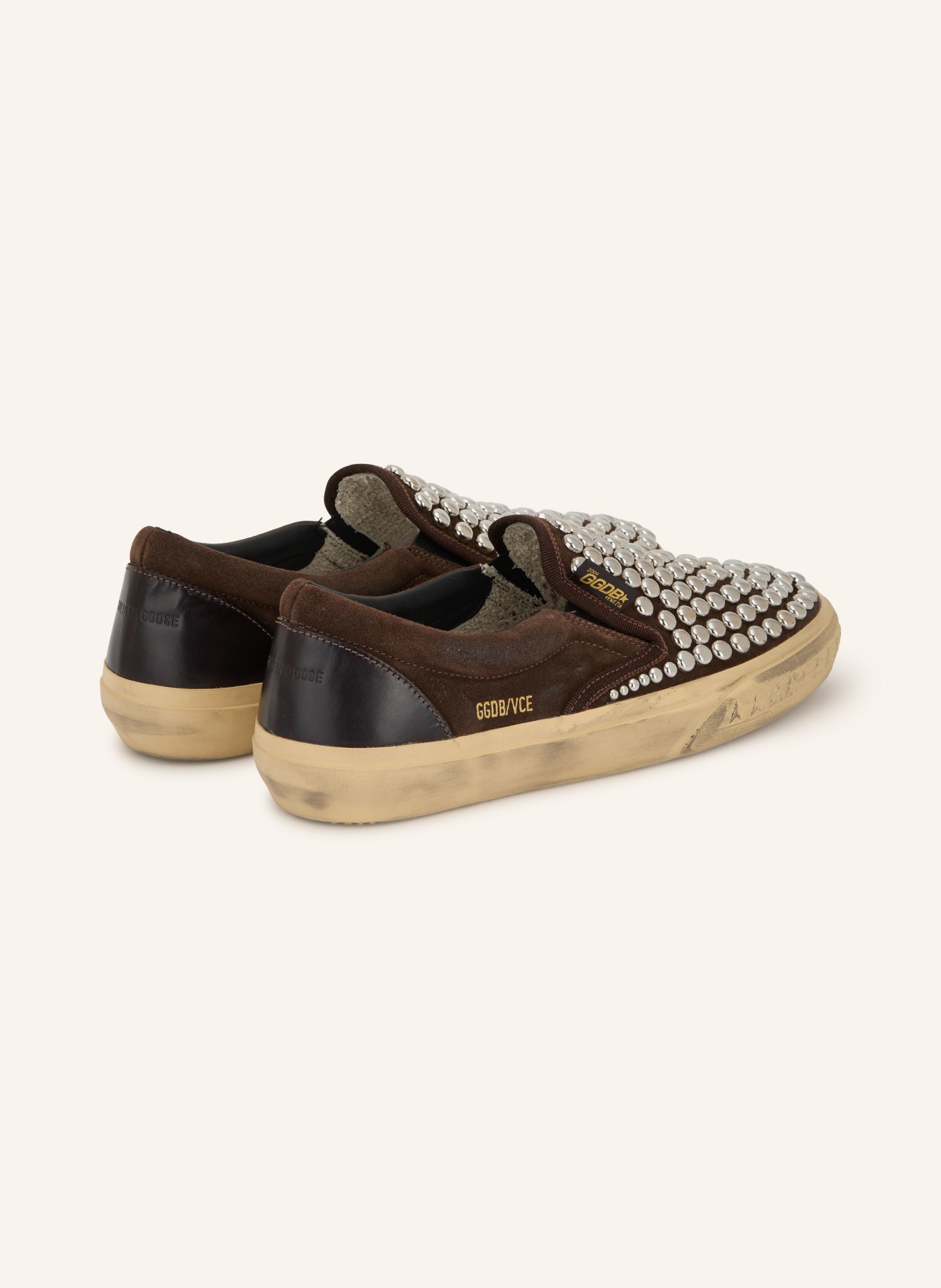 GOLDEN GOOSE VCE Instapsneakers met studs: MARRON FONCÉ / ZILVER / ZWART