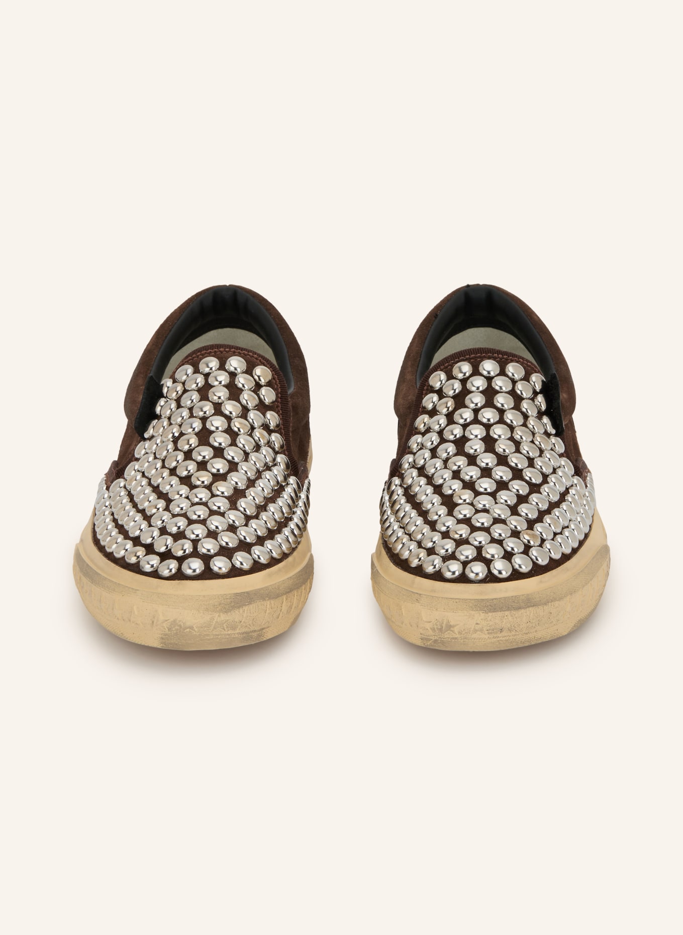 GOLDEN GOOSE VCE Instapsneakers met studs: MARRON FONCÉ / ZILVER / ZWART