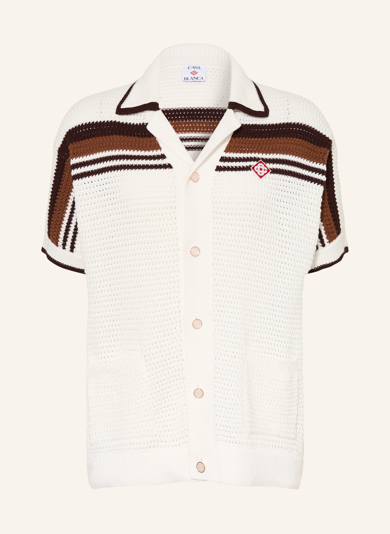 Casablanca Resort-overhemd Comfort Fit: CRÈME / MARRON FONCÉ / BRUIN