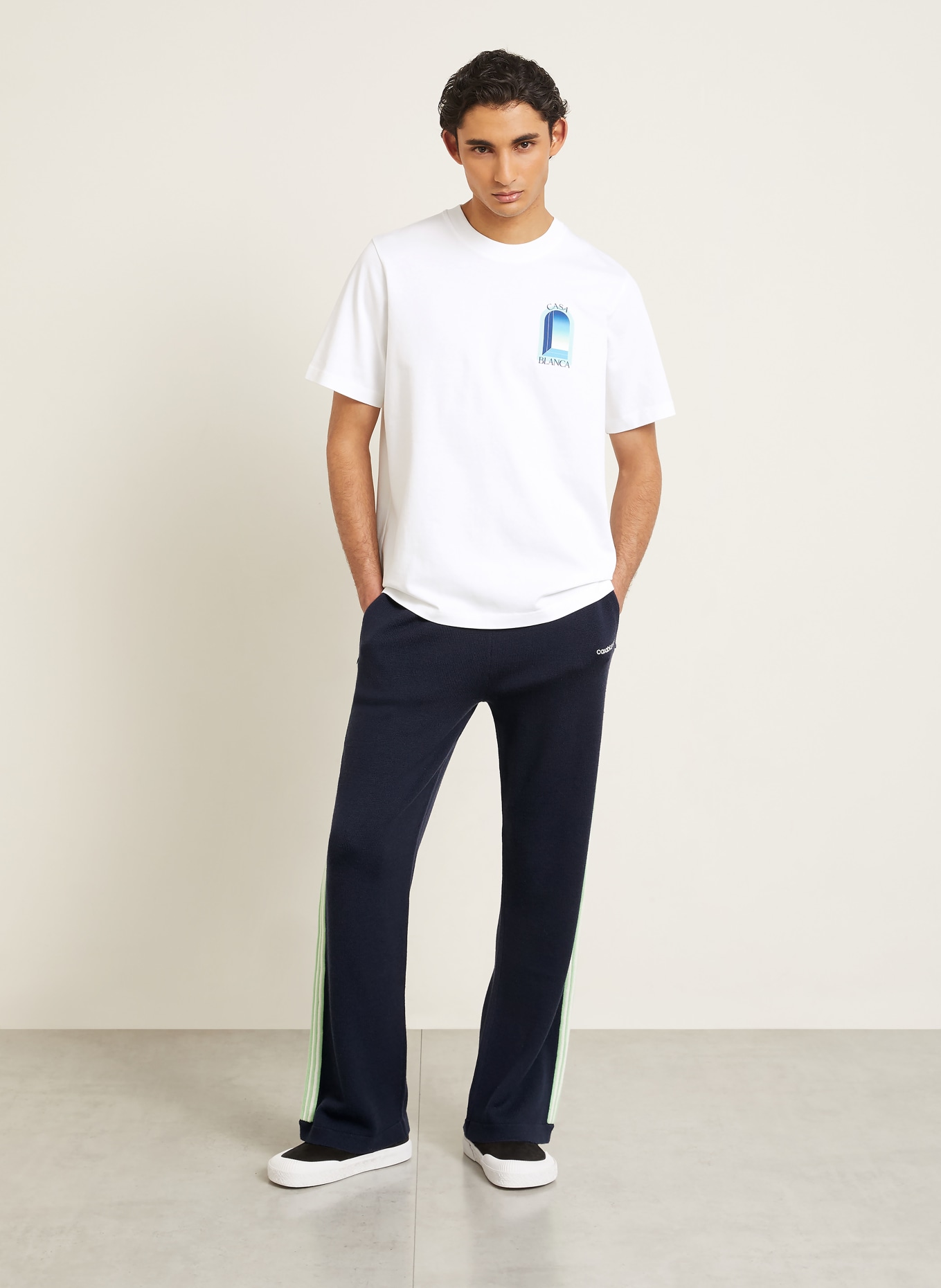 Casablanca T-shirt: WHITE / DARK BLUE / BLUE